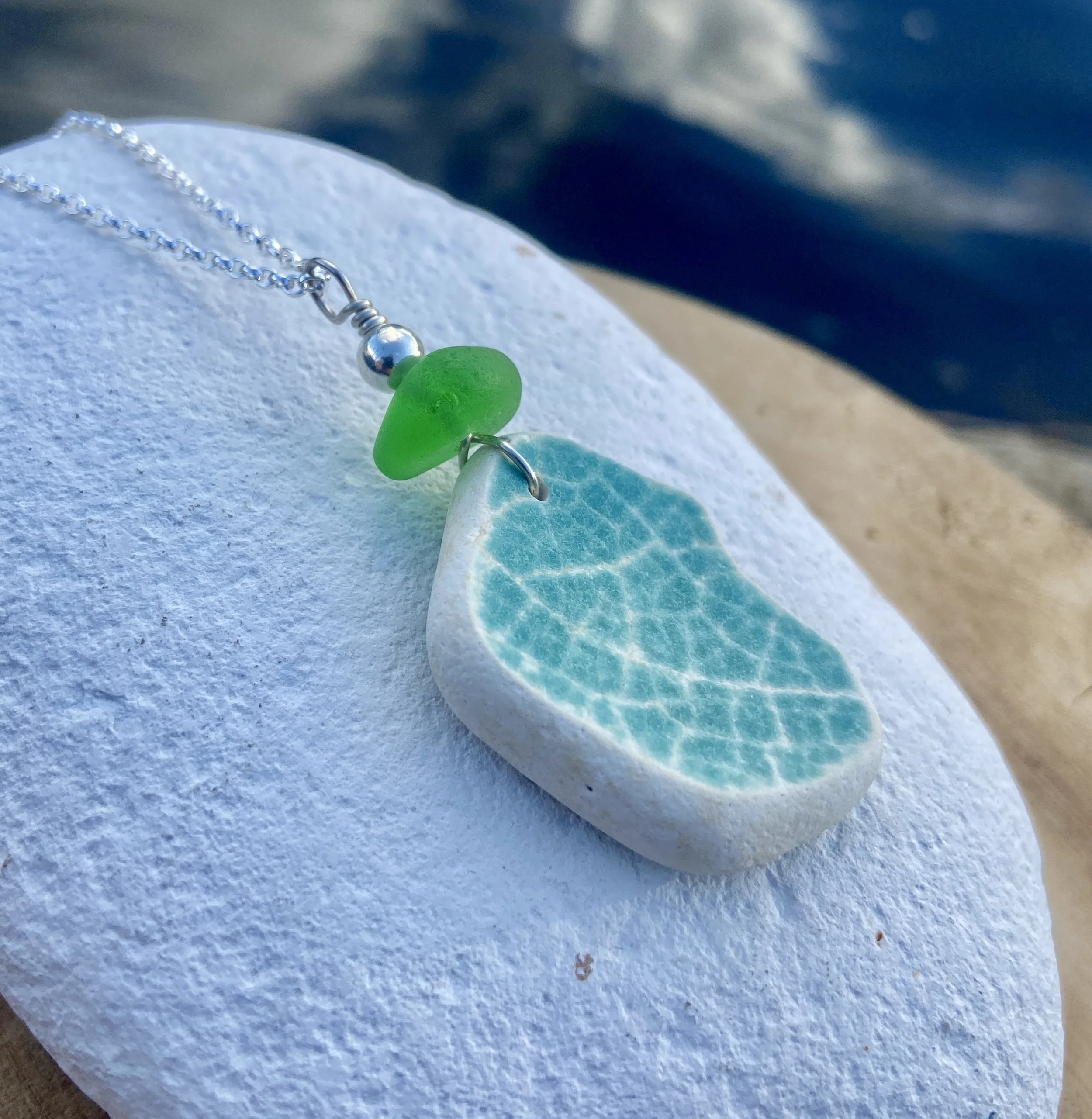 Green Sea Pottery Necklace.