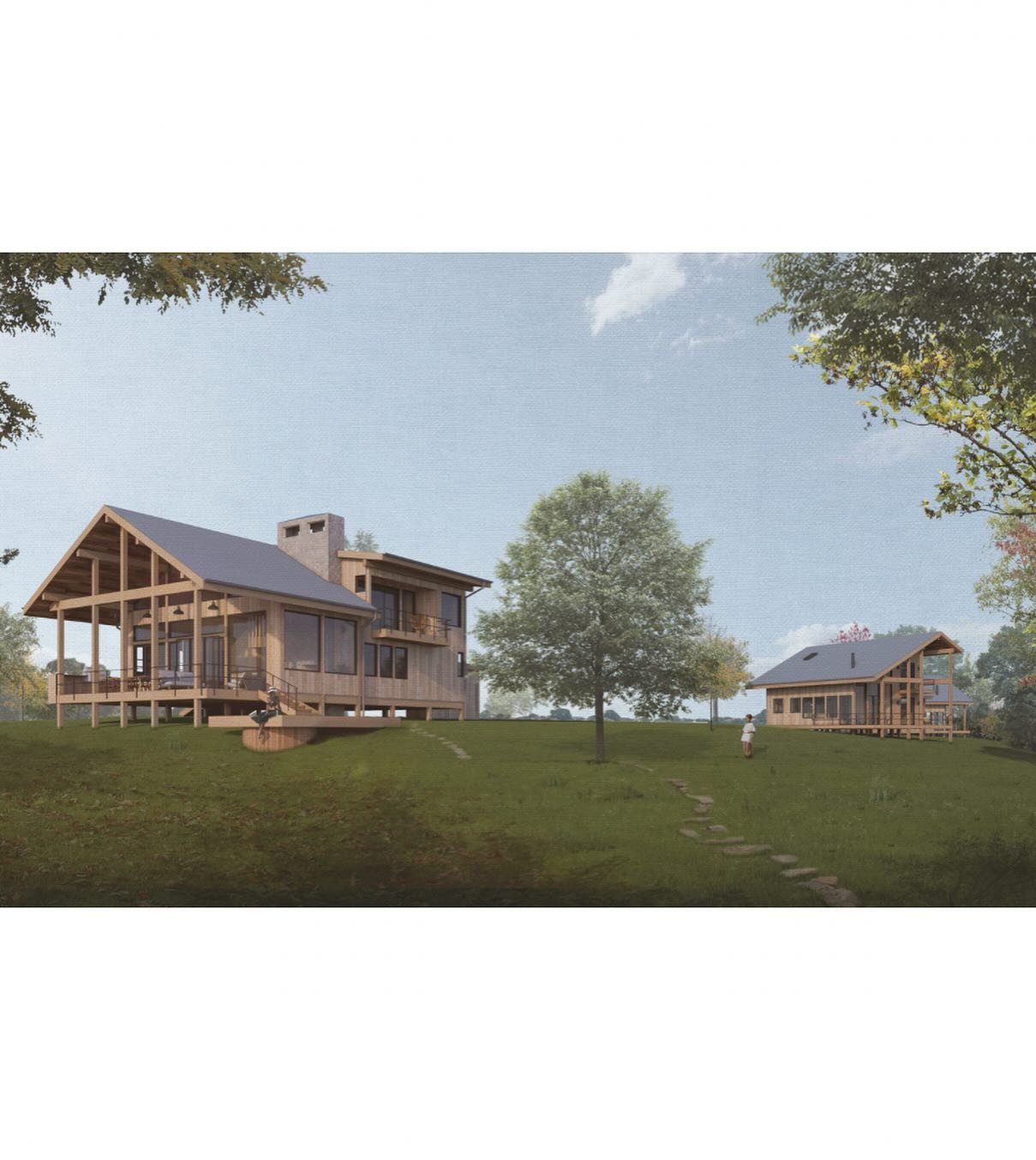 Thrilled to be working on this project. It includes 3 cabins, a studio and garden house.  Located East of Austin along the Colorado River. These Renderings are of the Cabins&rsquo; exterior and interiors.