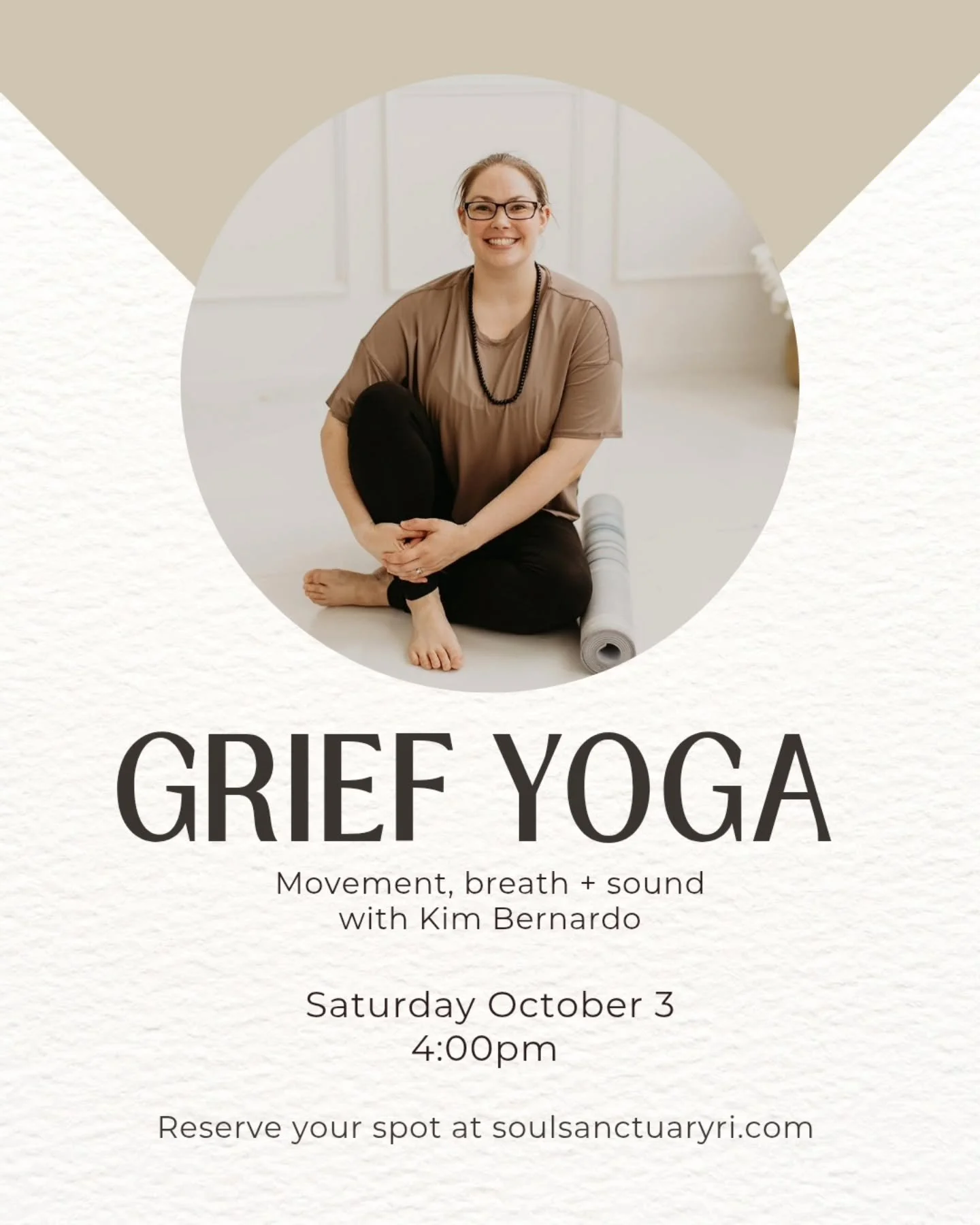 Join Kim this Saturday. 

Grief Yoga uses yoga, movement, breath and sound to release pain and suffering to reconnect back to love. This gentle class is designed to help grievers find peace through movement and meditation. This practice is about emot