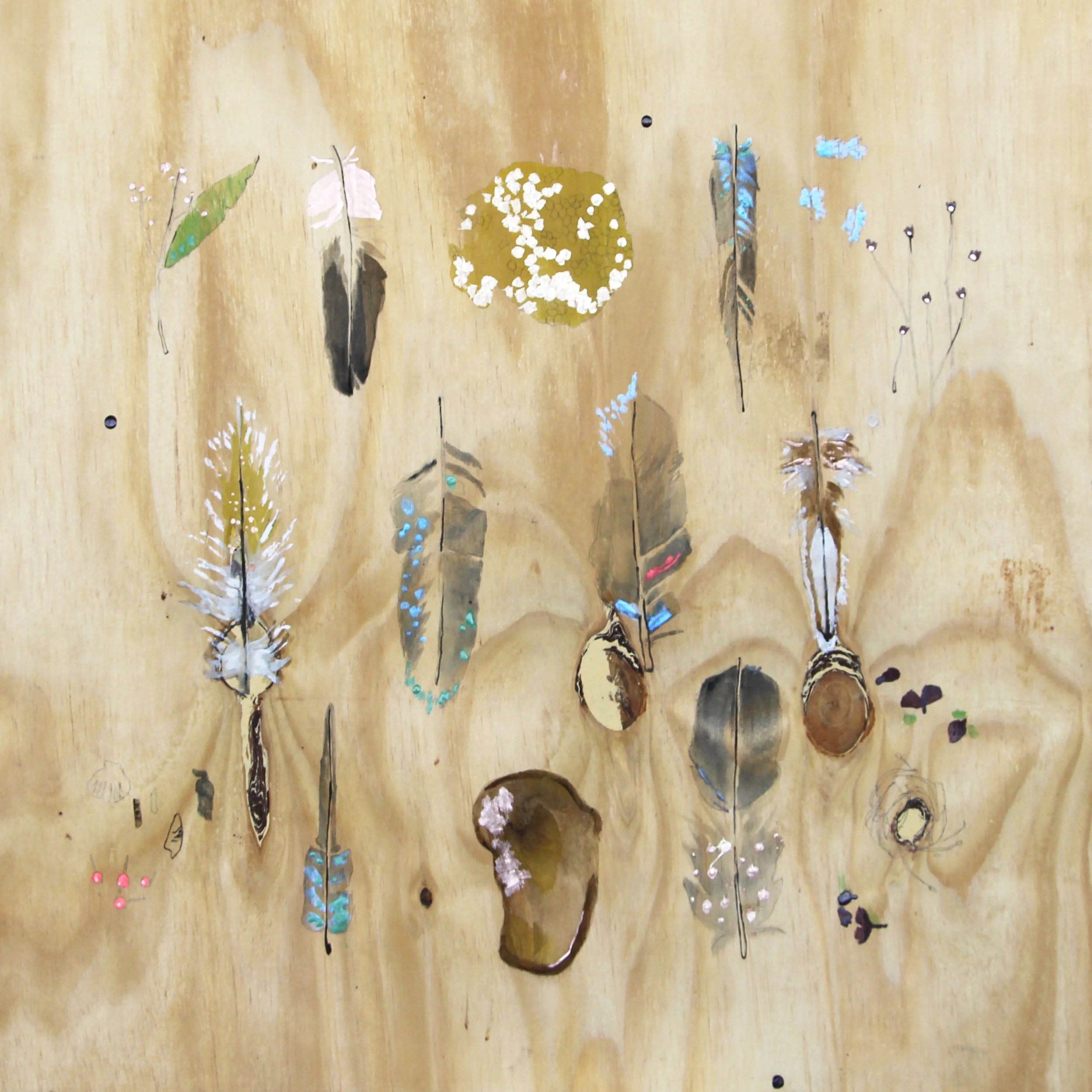 A Study of Nature Using Nail Polish 2015 // Nail Polish on Wood 22" x 22"