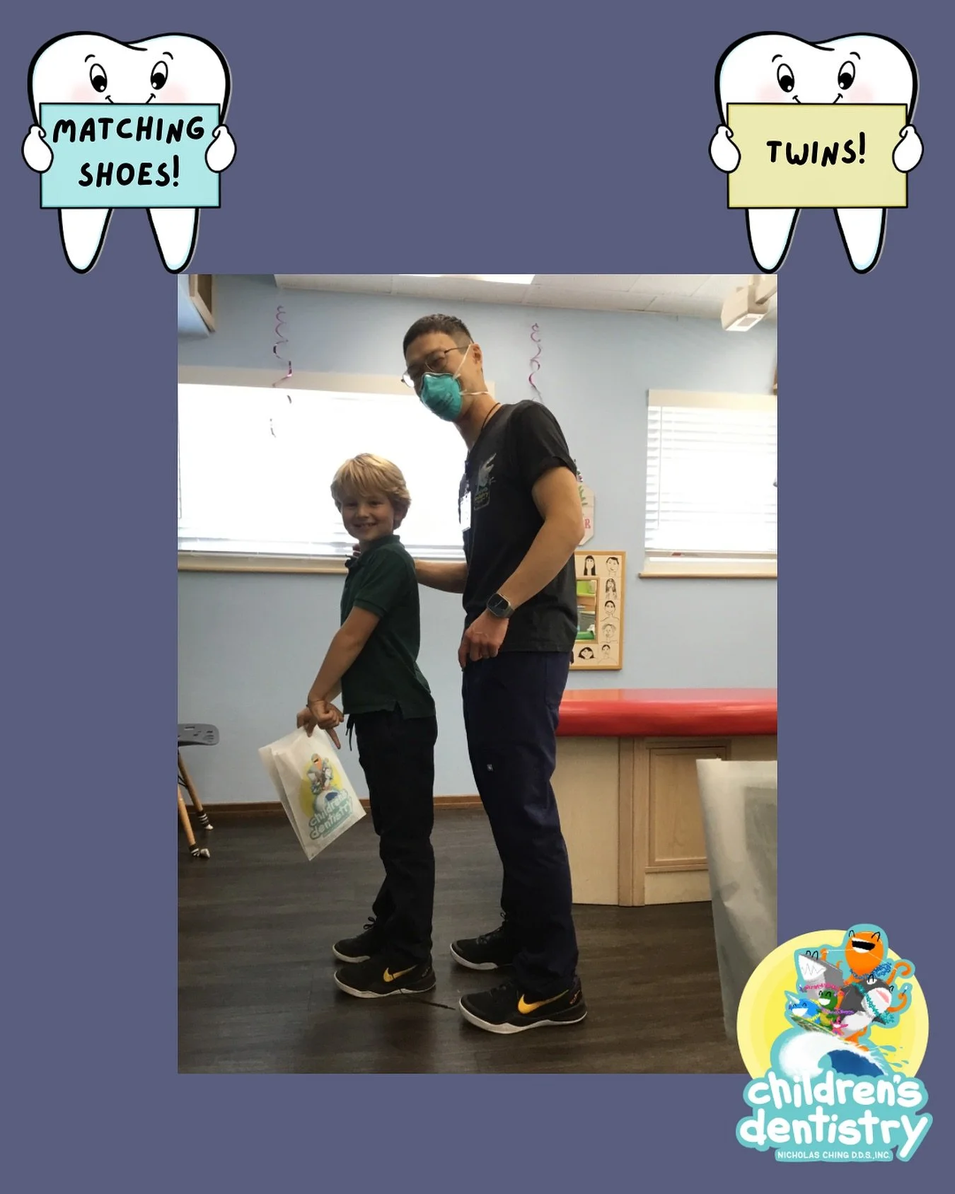 Shoe twins in the house! 👟🦷 This awesome patient and Dr. Nick are proof that healthy smiles and cool styles go hand in hand (or should we say foot in foot?). Nothing like sharing a little fashion moment during a dental visit!