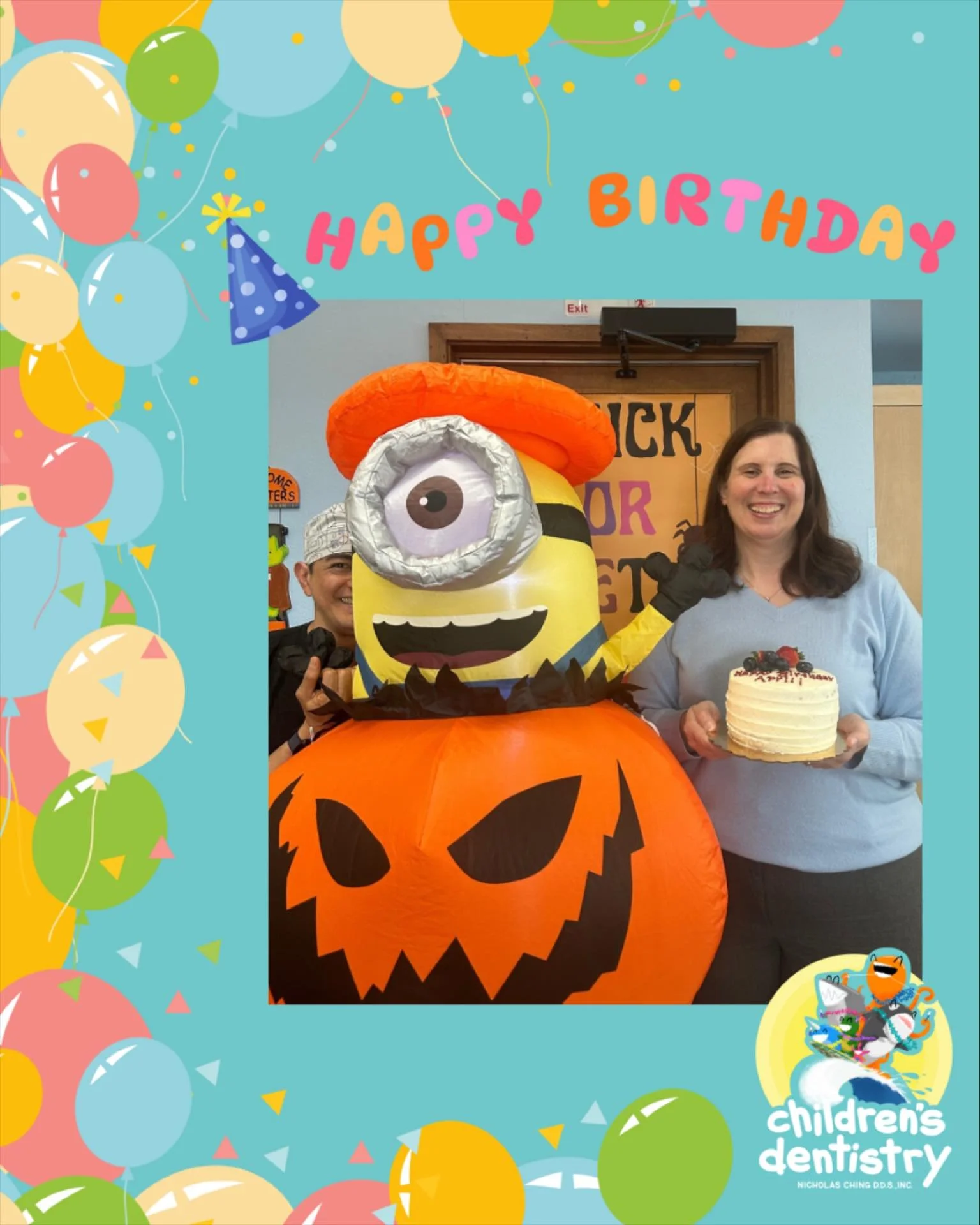 It’s not every day your birthday photo comes with a special Minion guest star — or John peeking from behind it! 💛😄
Wishing you a tooth-tally amazing birthday, April! 😁🦷 From bright smiles to sweet treats, may your day be filled with