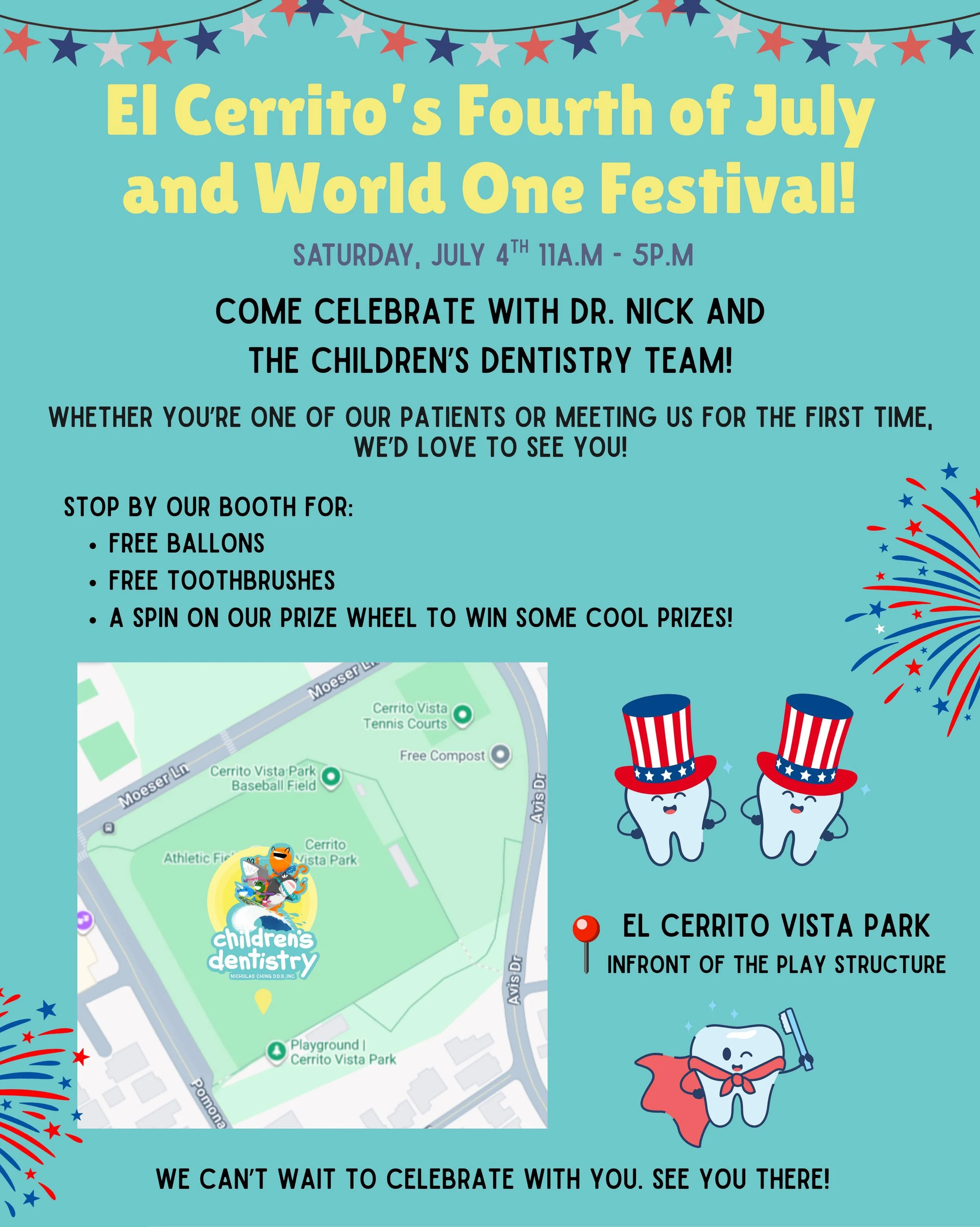 Mark your calendars! The WorldOne Fourth of July Festival is this Saturday, and Children&rsquo;s Dentistry is excited to be part of the celebration.
It&rsquo;s one of our favorite community events of the summer, and we look forward to seeing familiar
