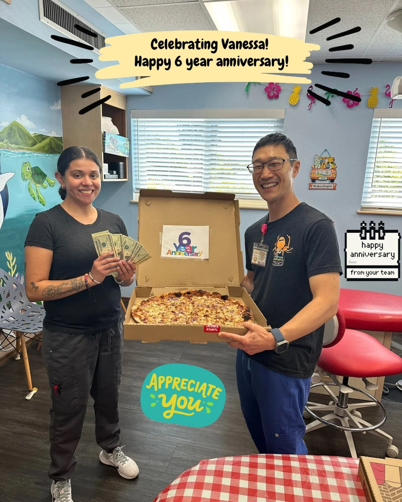 Happy 6-Year Anniversary, Vanessa!
We&rsquo;re celebrating six wonderful years with Vanessa at Children&rsquo;s Dentistry! Her kindness, dedication, and caring personality help make every visit a positive experience for our patients and their familie