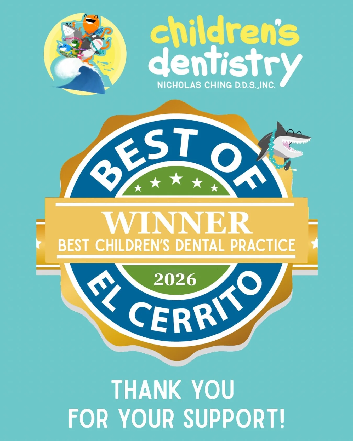 We are incredibly honored to be named Best Children&rsquo;s Dental Practice in the Best of El Cerrito 2026!
Thank you to everyone who voted for us and to the families who continue to place their trust in our team. It is a privilege to care for your c