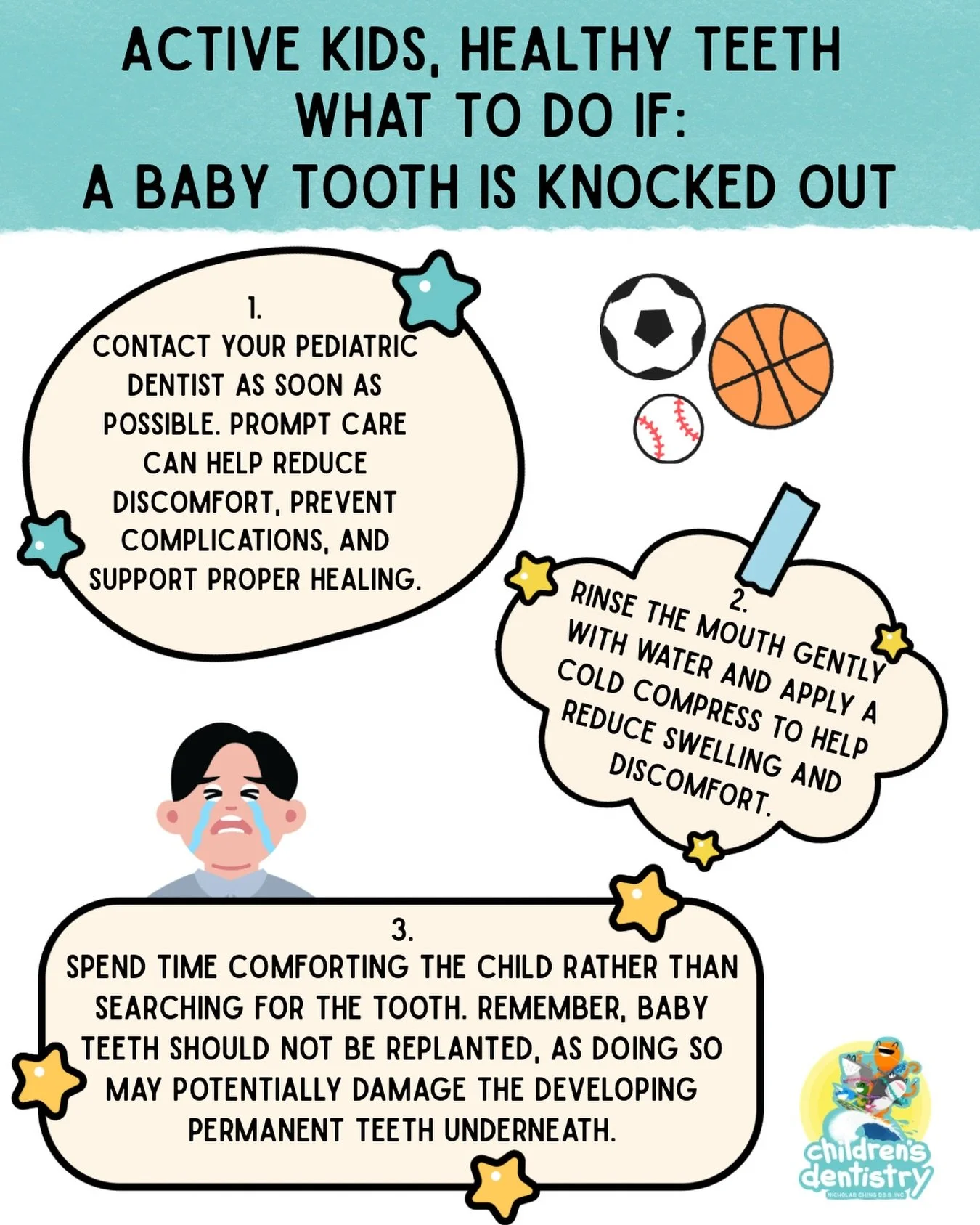 Summer means camps, sports, bike rides, and plenty of outdoor adventures. While we hope every day is filled with fun, accidents can happen when kids are on the go.
If your child ever knocks out a baby tooth, knowing what to do can help you stay calm 