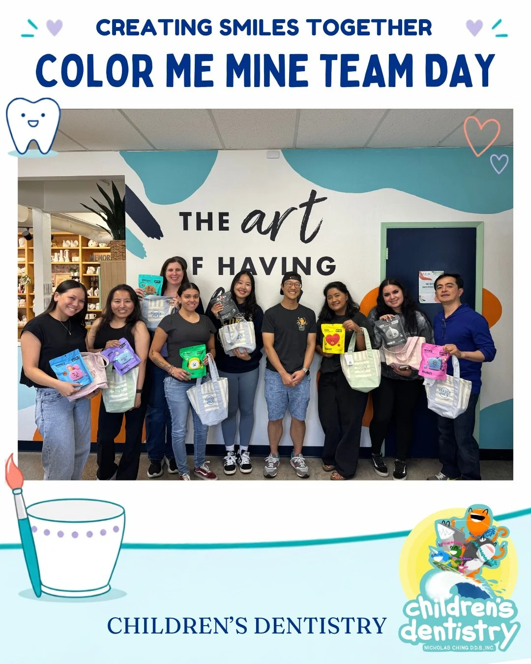 Our Children&rsquo;s Dentistry team brushed up on a different kind of skill! 🎨🖌️

We swapped toothbrushes for paintbrushes during our team outing at Color Me Mine, followed by a delicious lunch together. Dr. Nick made the day even more special by s