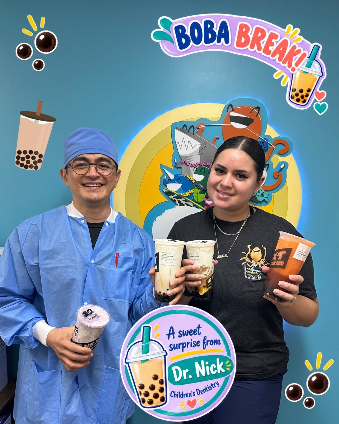 Today&rsquo;s treatment plan: boba for the whole team! 🧋🦷

Dr. Nick surprised us with a sweet afternoon treat, and it definitely put a smile on everyone&rsquo;s face. Thank you, Dr. Nick, for making our day a little sweeter! 💙

#ElCerritoFamilies 