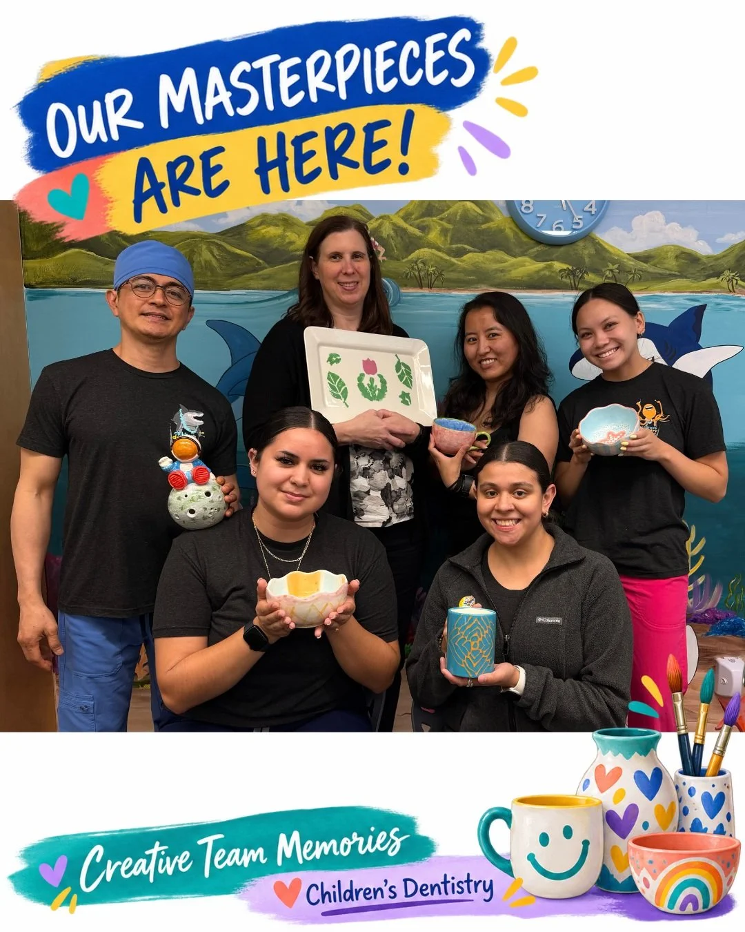 Our masterpieces are here! 🎨✨
We were so excited to receive our finished pottery from Color Me Mine and see how everyone&rsquo;s creations turned out. Each piece is completely different and shows off everyone&rsquo;s creativity and personality.
It w