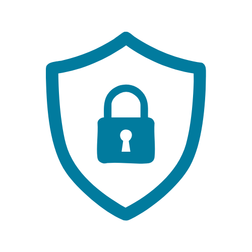 Shield with a padlock icon symbolizing security or protection.