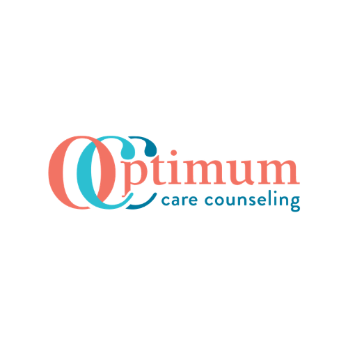 Logo for Optimum Care Counseling featuring stylized overlapping 'O's in red and blue, and the text 'Optimum Care Counseling' in red and blue.