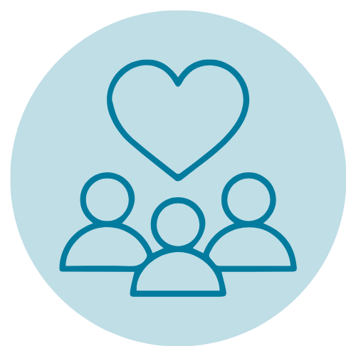 A blue circle with a smaller white circle inside and black central dot, resembling a simplified illustration of an eye.