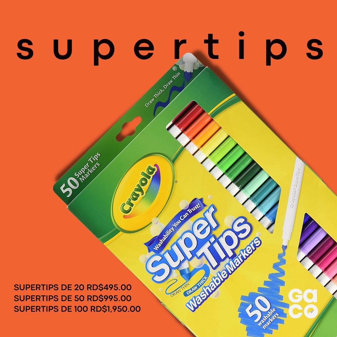 Supertips de CRAYOLA! Disponibles en tu papeler&iacute;a de siempre! 🤩🤩🤩

📲Ordena v&iacute;a WhatsApp al 829-345-0086 o vis&iacute;tanos estamos ubicados en la av. Correa y Cidr&oacute;n no 22 Plaza Ciudadela frente a la UASD y la estaci&oacute;n