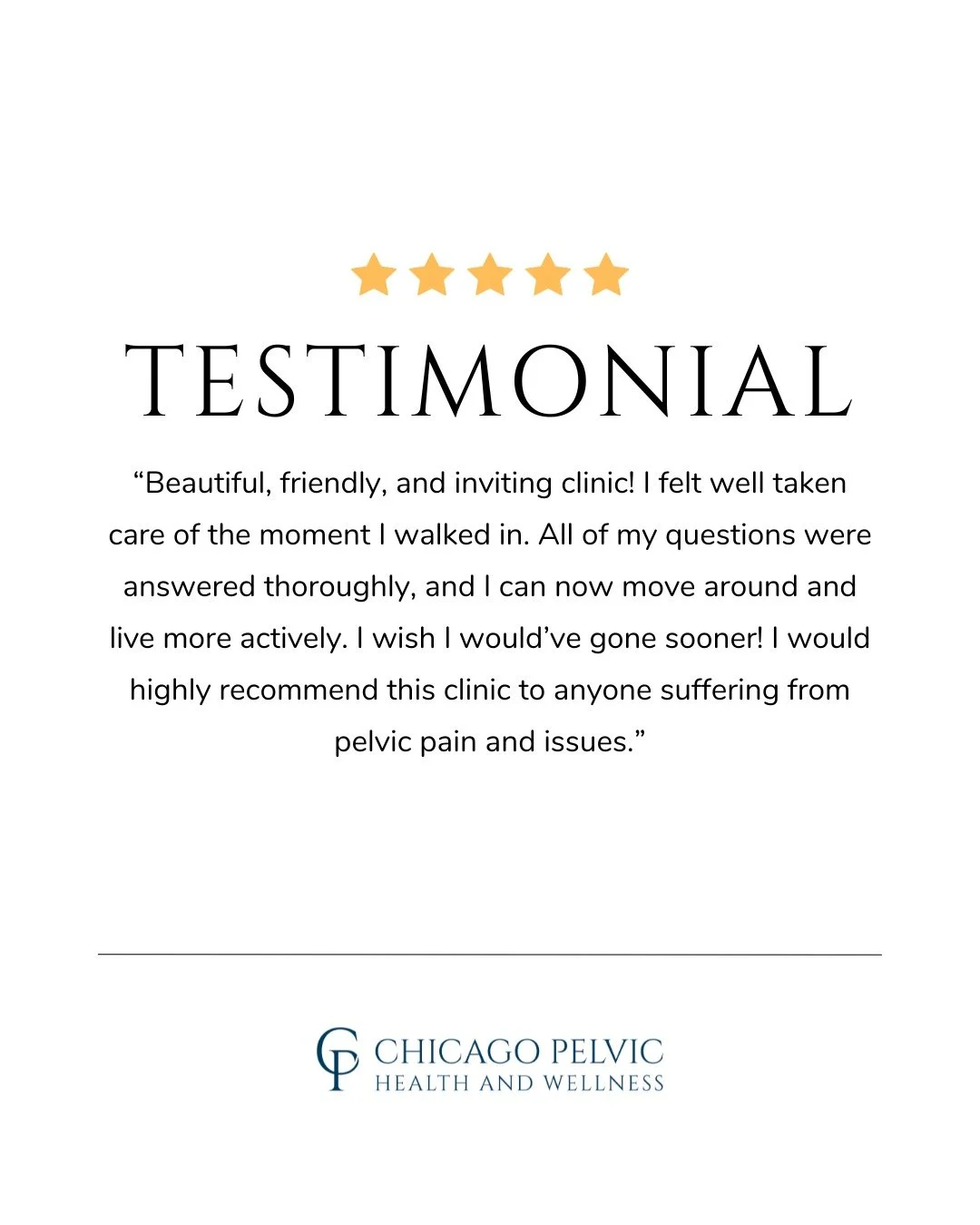 Don't wait! Relief is just one phone call away💙

#chicagopelvichealthandwellness #fivestarptclinic #pelvicpain #pelvicfloorphysicaltherapy #chicagolandphysicaltherapy