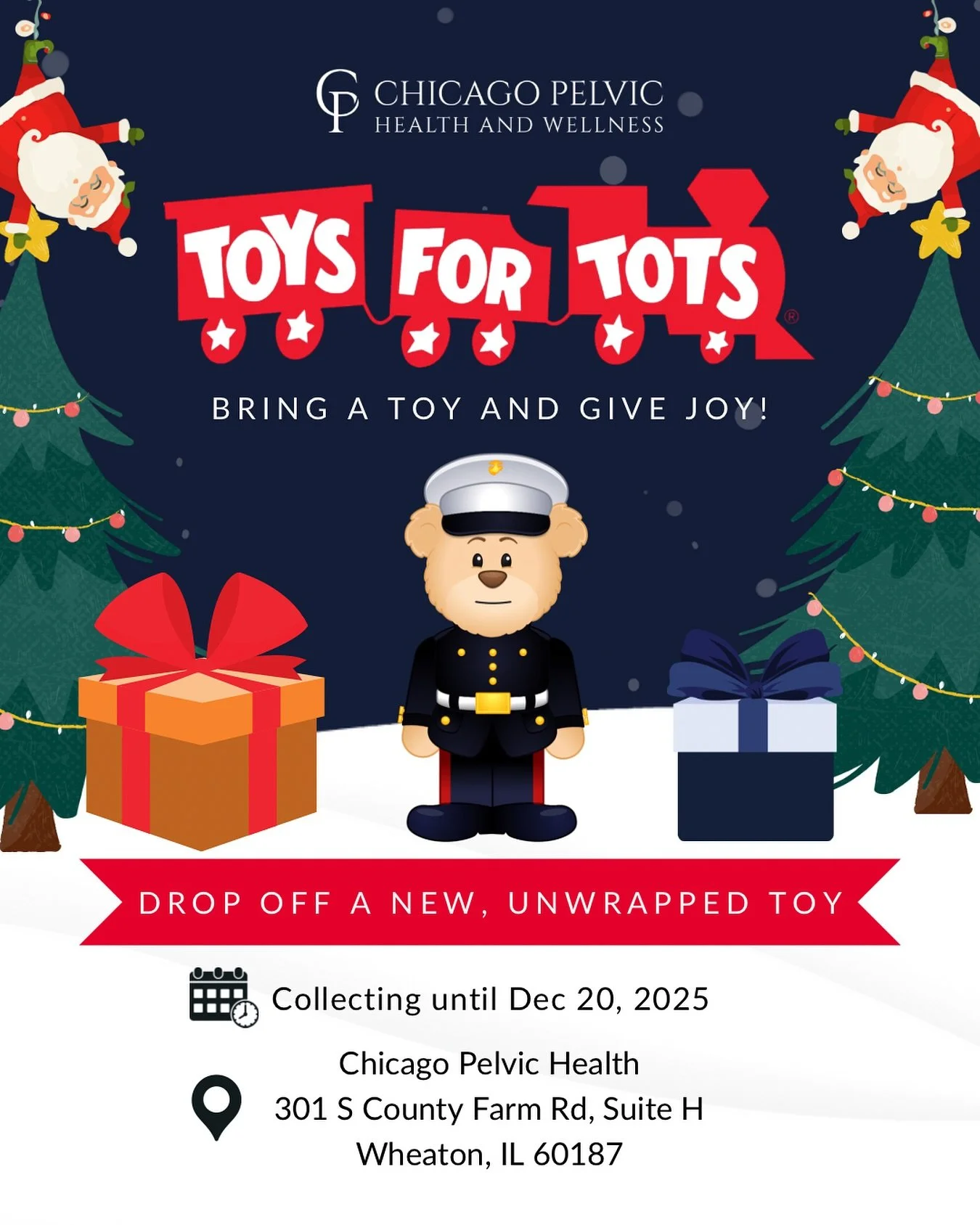 This holiday season we&rsquo;re collecting toys for local children in need through the U.S. Marine Corps Toys for Tots program.

Every toy donated stays right here in DuPage County, helping families who could use a little extra support this year.

Yo