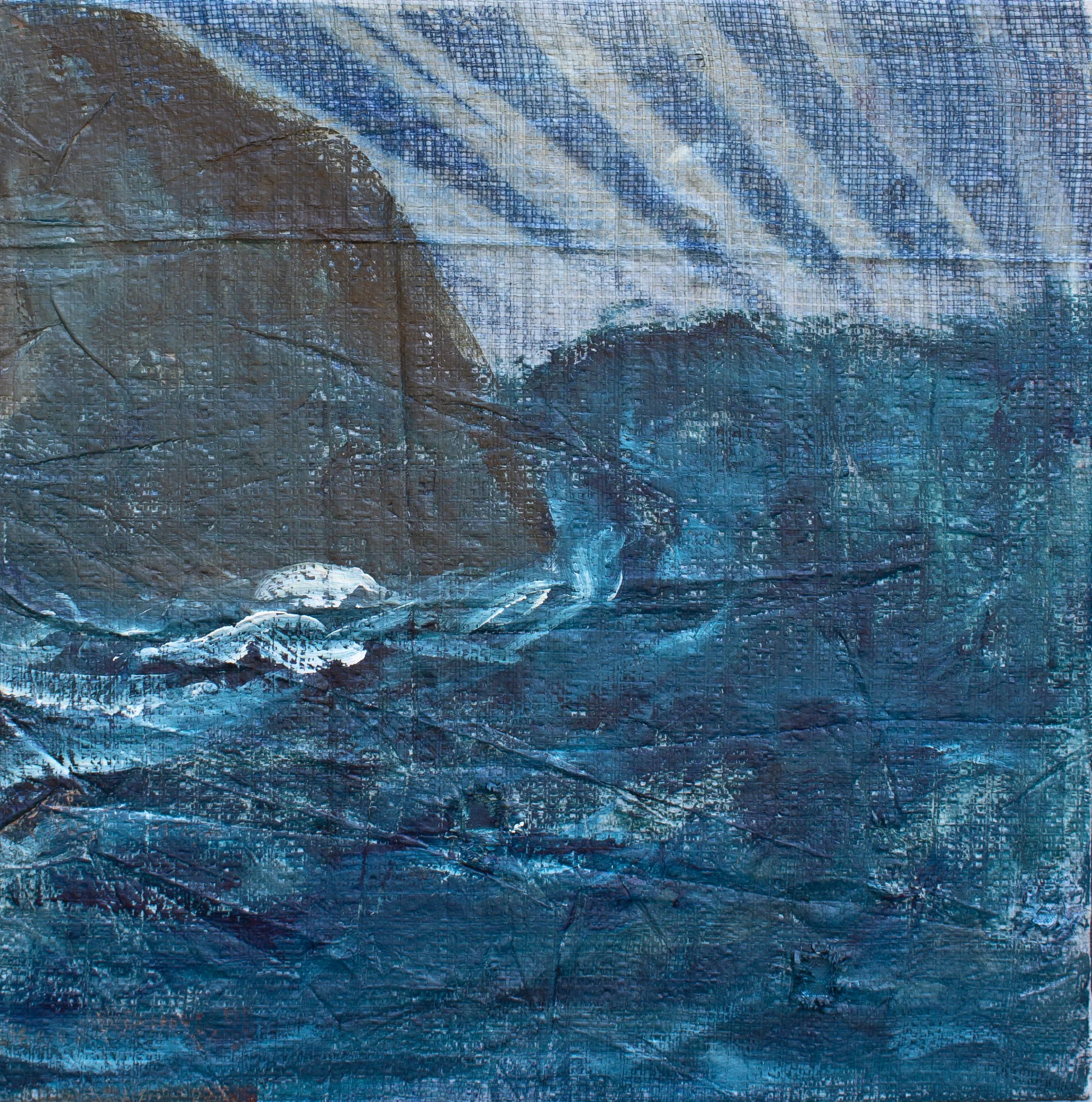 Ray
20" x 20"
acrylic + cyanotype on feed bag wrapped canvas