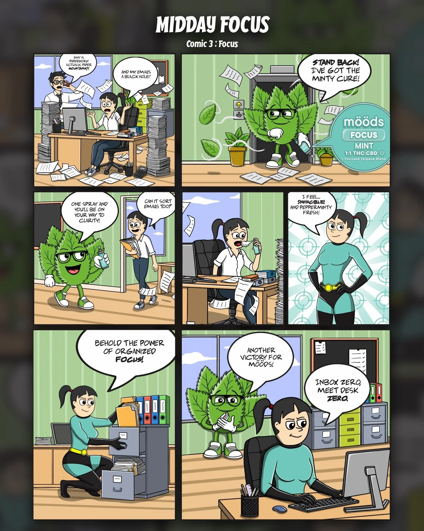 HOT OFF THE PRESS 🗞️
Midday Focus - Comic 3: Focus
When the to-do list is loud and the inbox won&rsquo;t stop talking, Focus shows up
One spray later&hellip; locked in
#m&ouml;&ouml;dscomics #findyourm&ouml;&ouml;ds