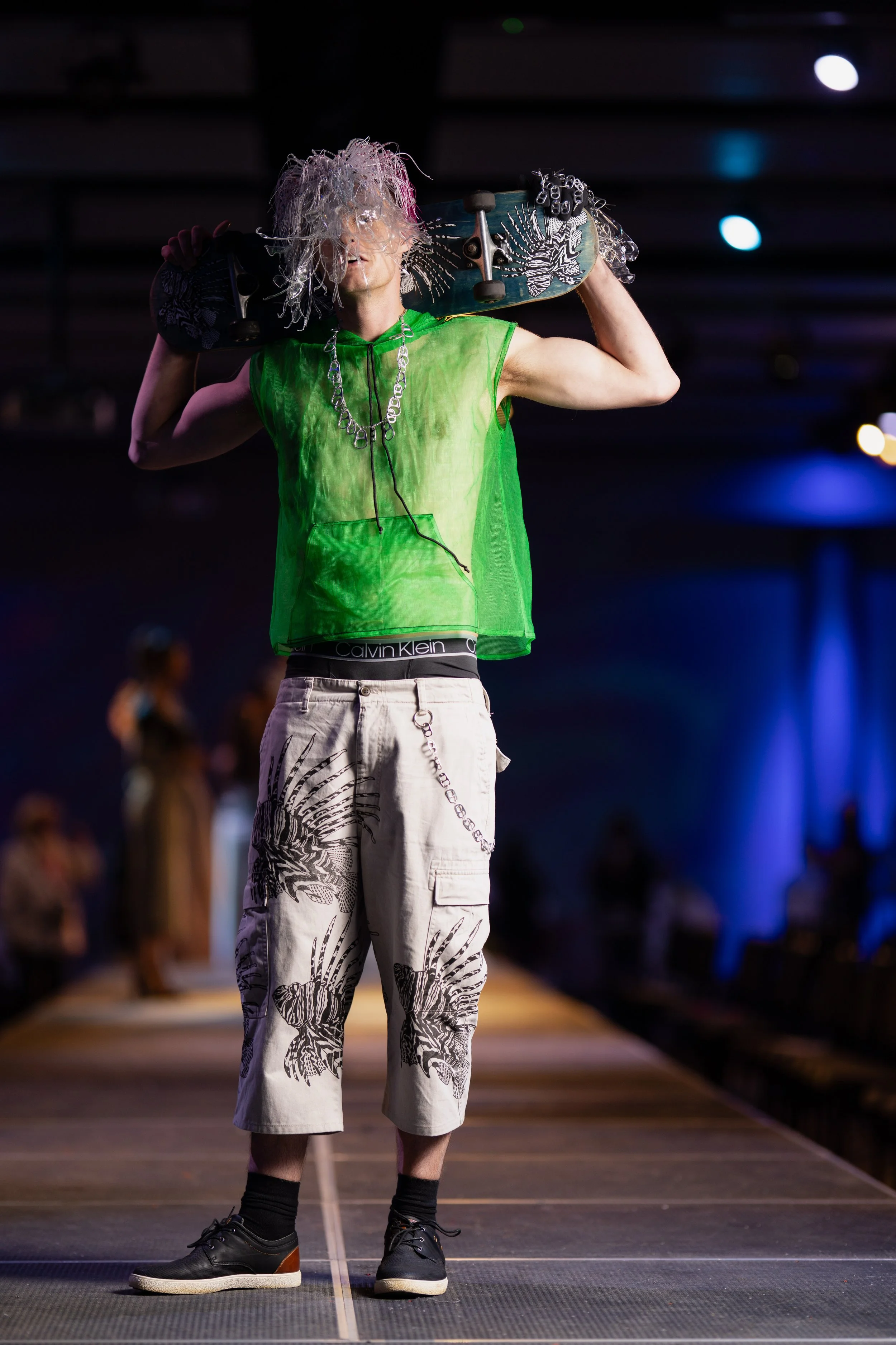 "Skater Buoy"
photo credit Kelly Hofer
worn by Austin Landry 
Awaken New Depths - Future Oceans International's sustainable fashion event 2024