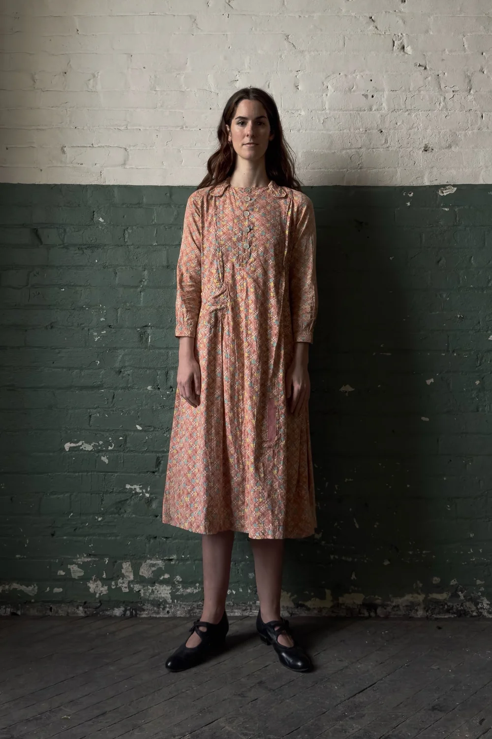 1930s Depression Era Peach Floral Frock  The Brass Lady