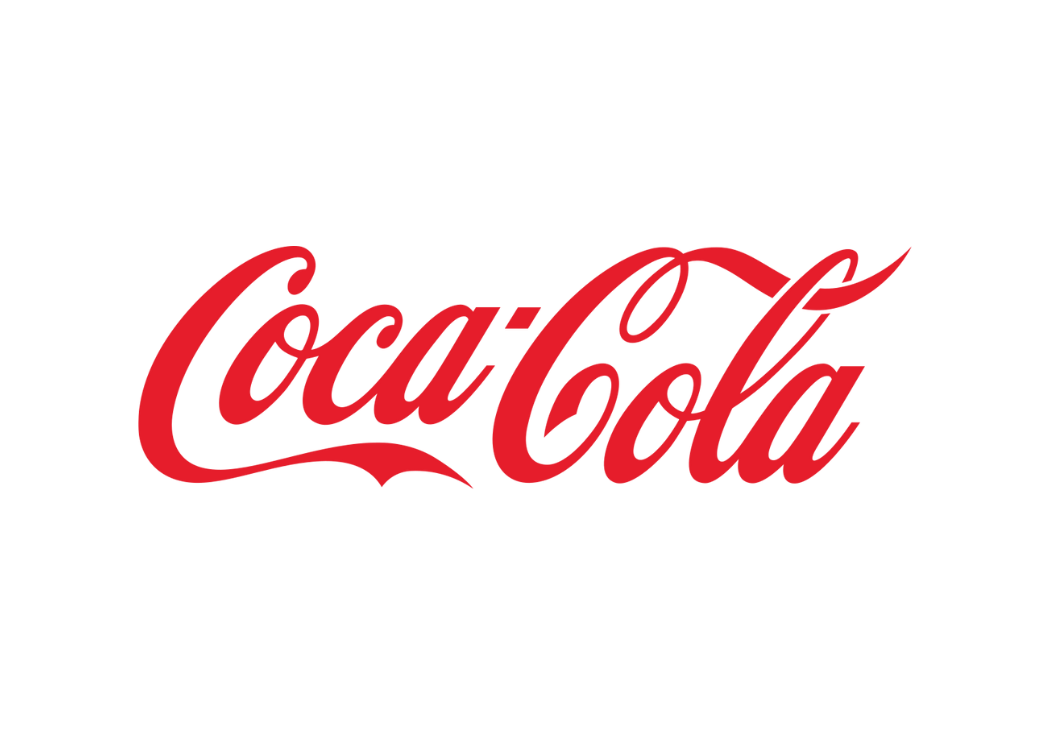 The Coca-Cola logo in red cursive font on a black background.