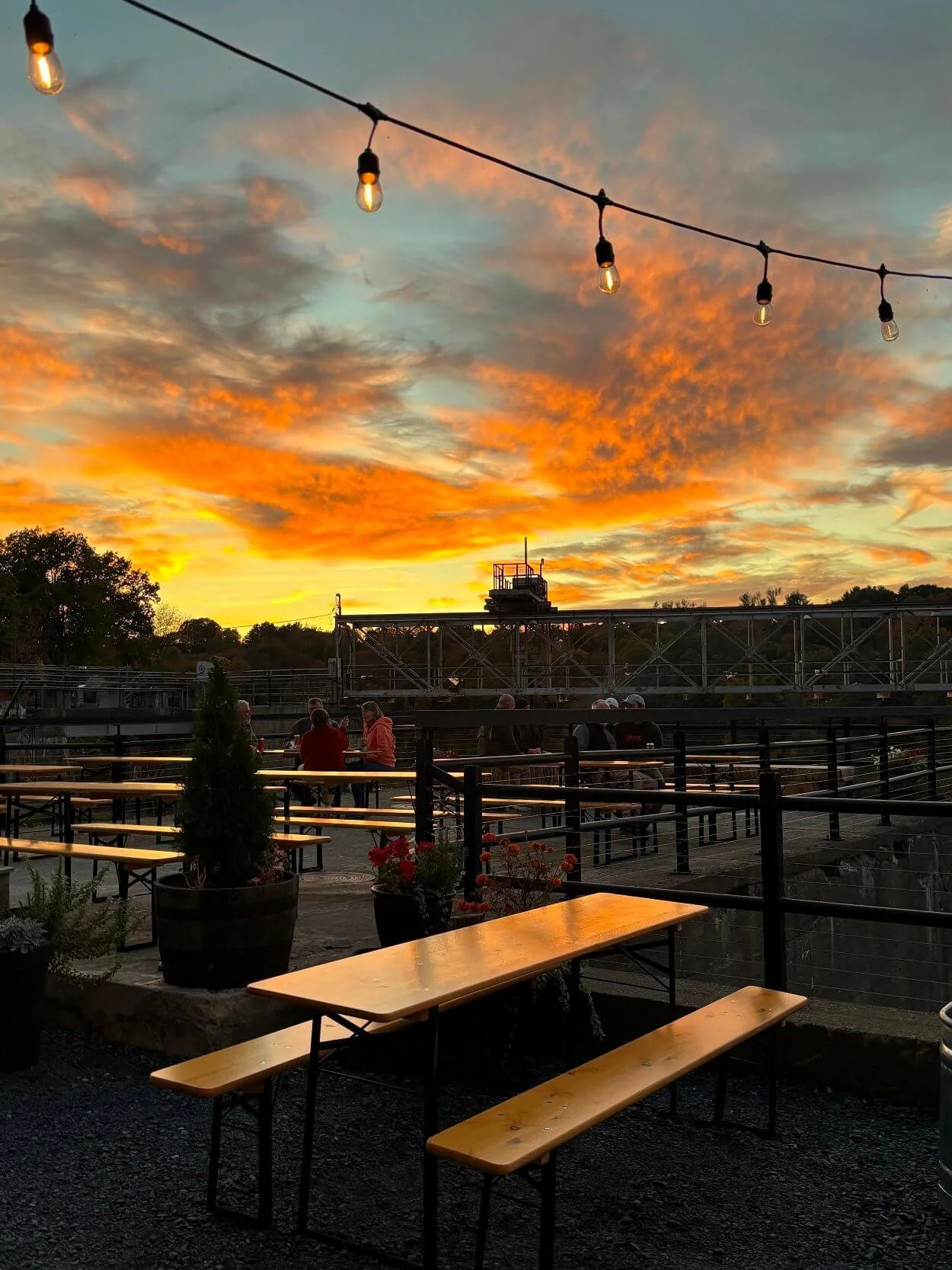The Skowhegan hotel — Biergarten sunset