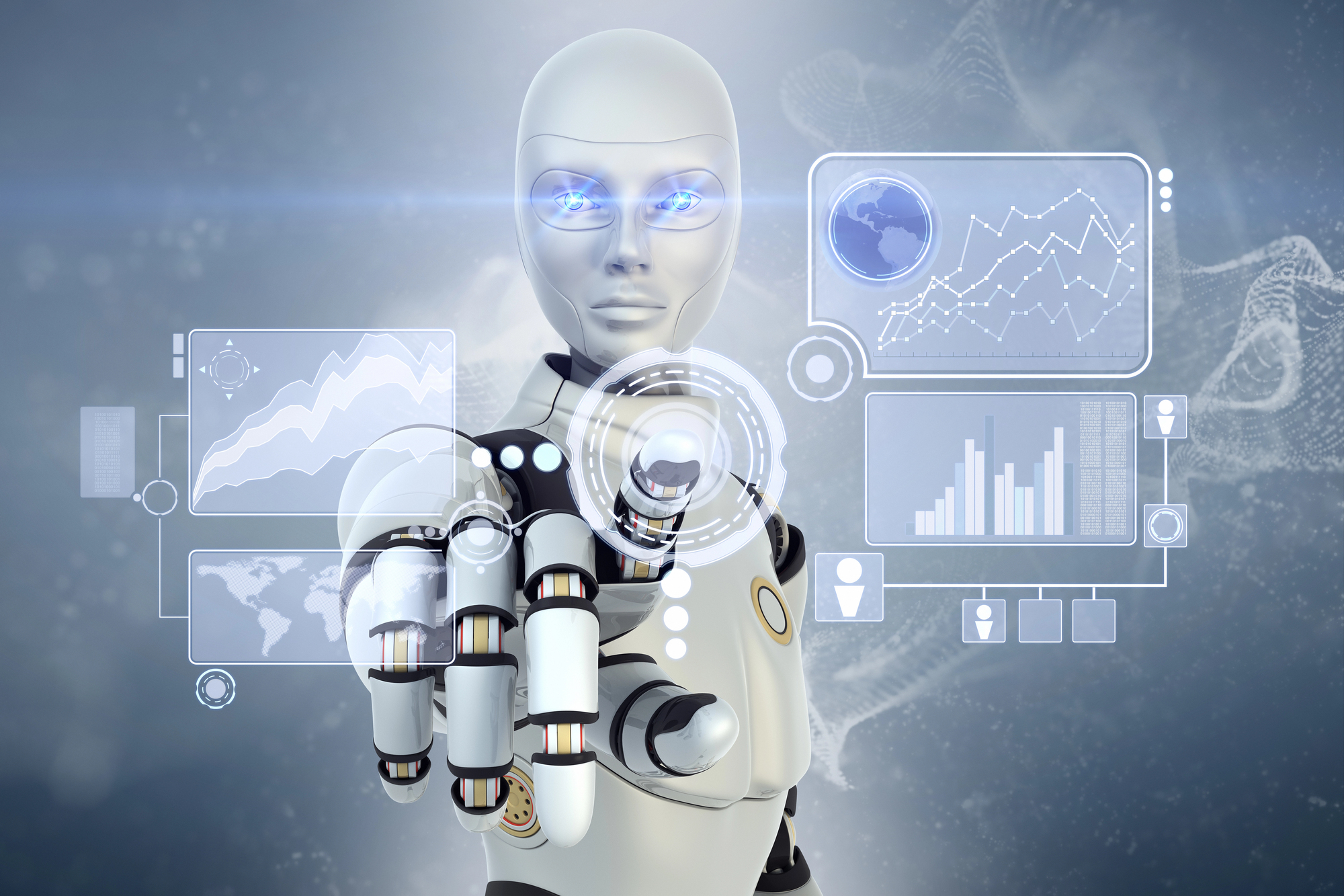 HR Robot running an AI that is creating a dashboard.