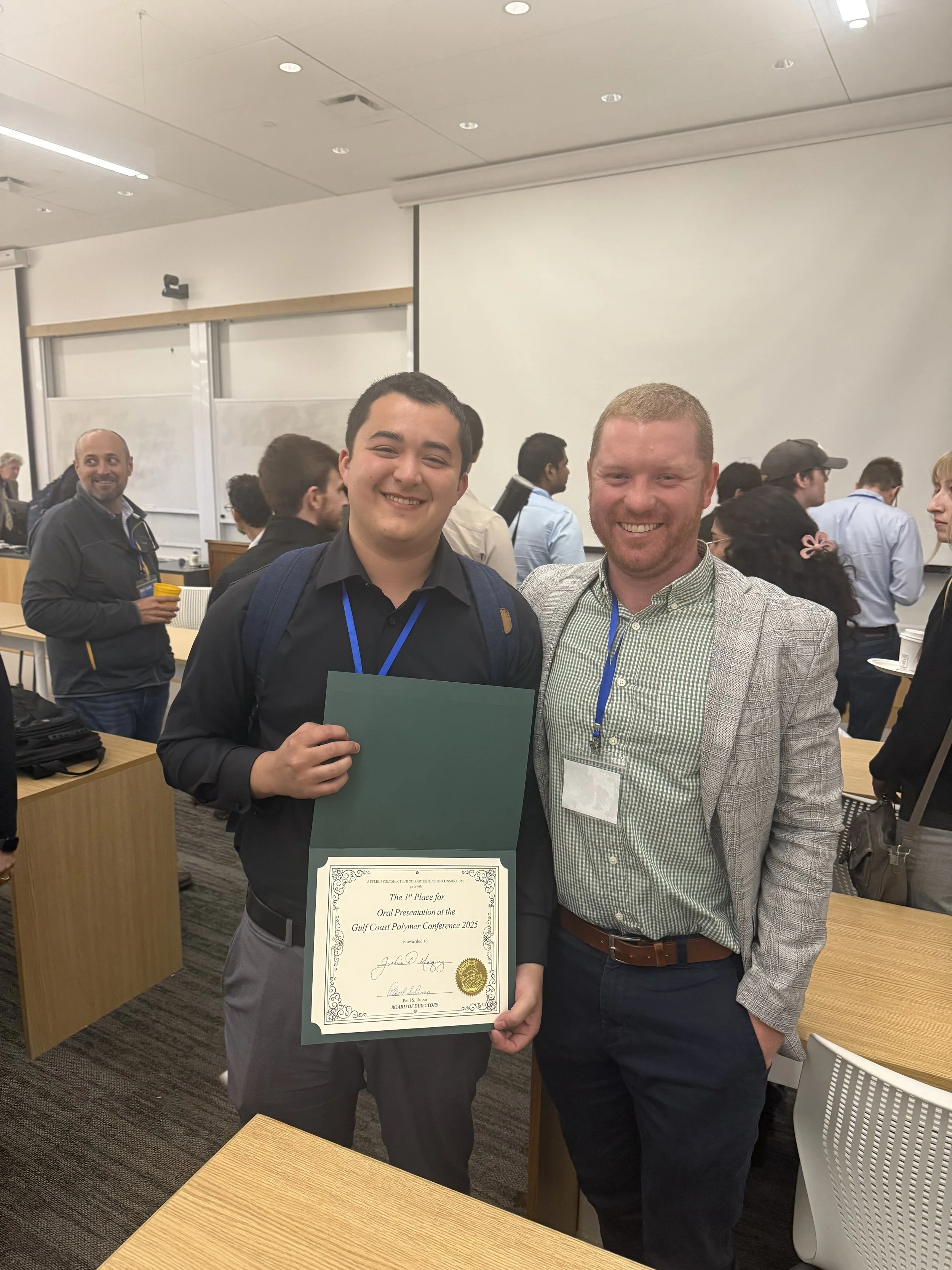 Josh Marquez wins best oral presentation at Gulf Coast Polymer Conference