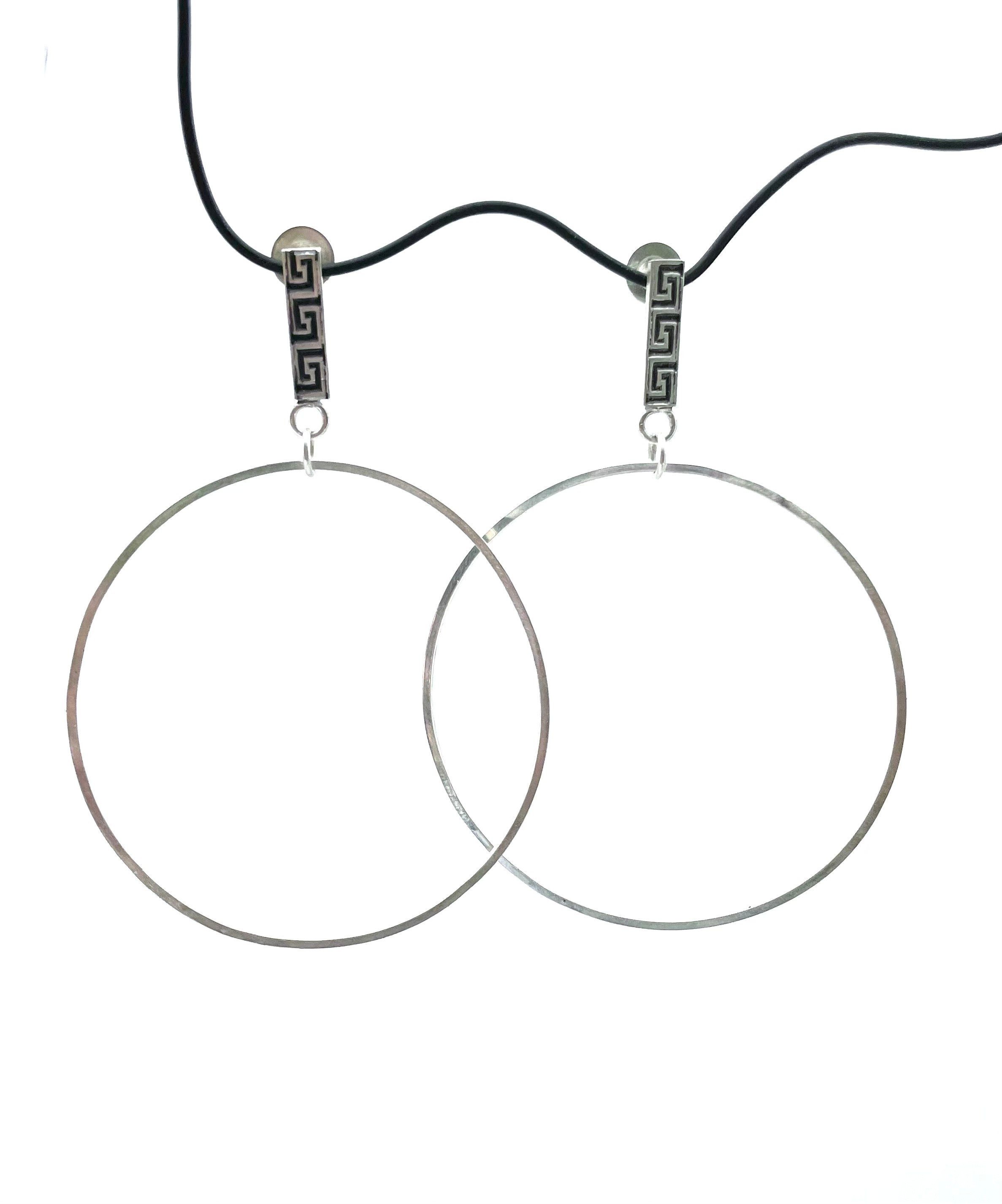 SAMPLE // Sterling Silver Greek Key Pattern Hoop Earrings