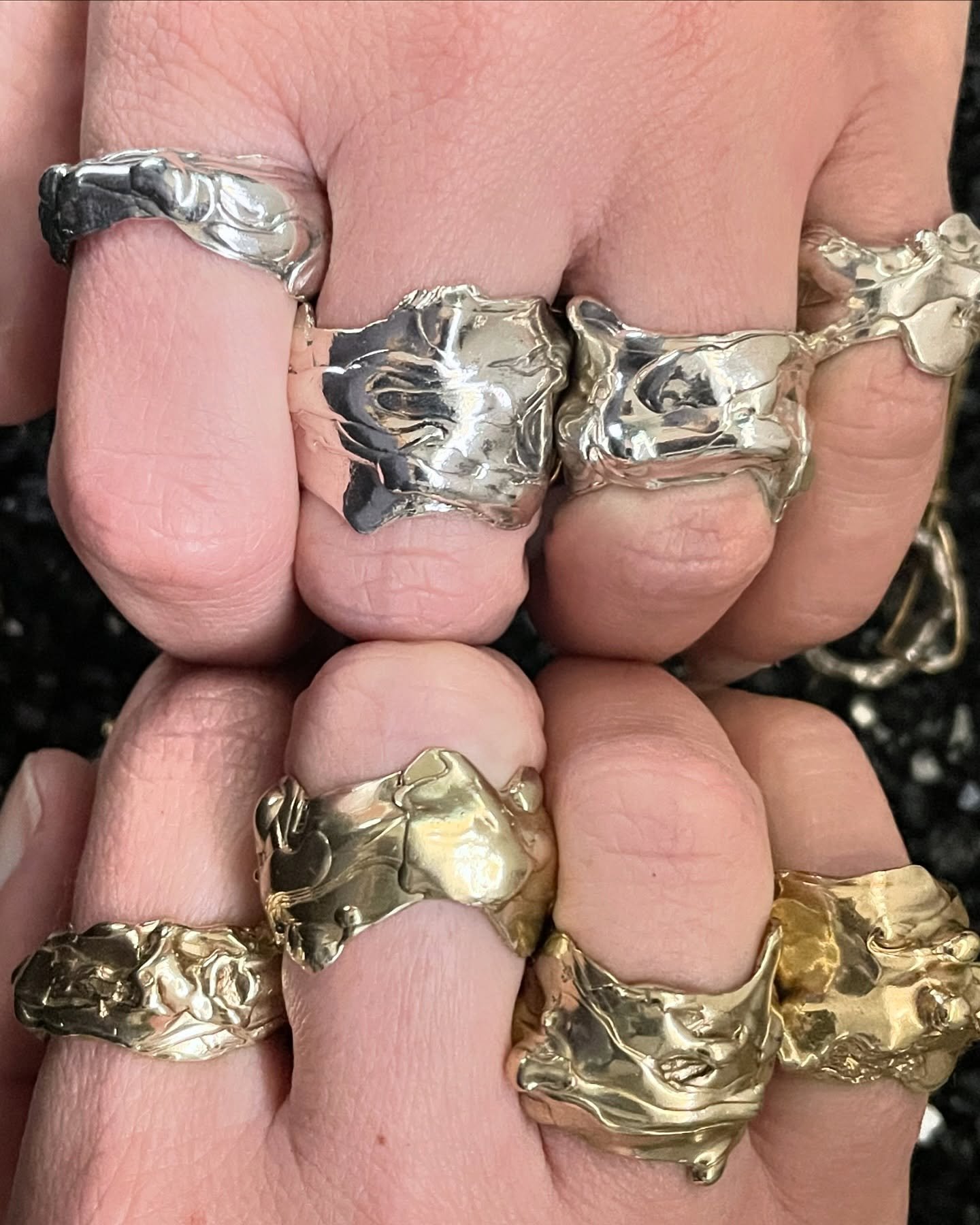 Something for everyone in these one of a kind statement rings.

Two on their way to forever homes! Take one home too!

And another new plant! #californiaknowshowtoparty 

#oneofakindjewelry #handmadejewelry #slowjewelry #sterlingsilver #chunkyrings #