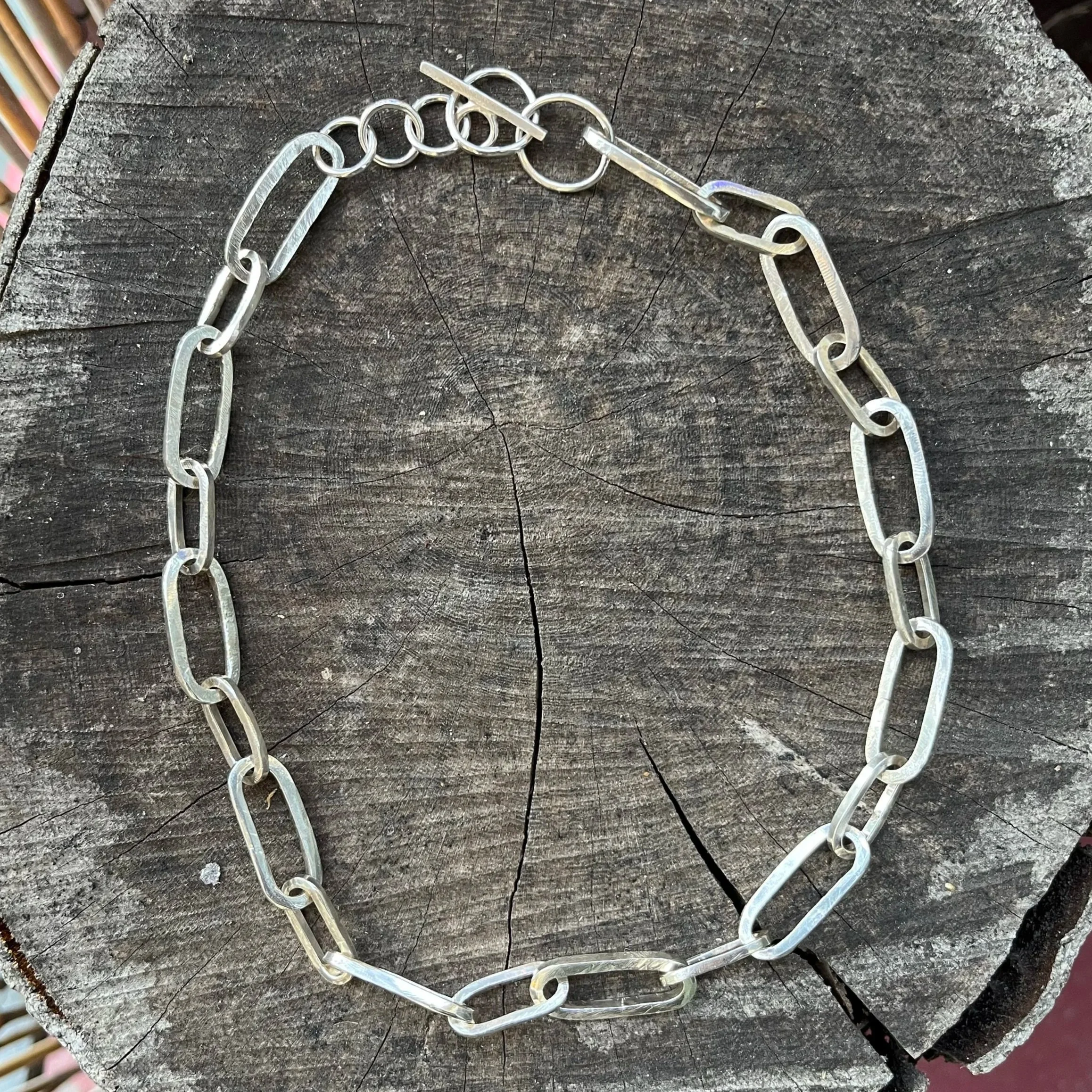 Sterling Silver Heavy Paperclip Chain Choker Necklace