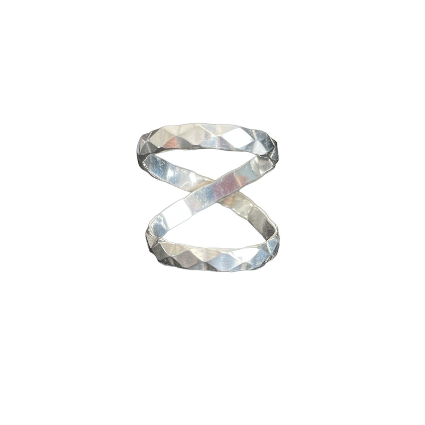 handmade sterling silver double wrap ring diamond cut