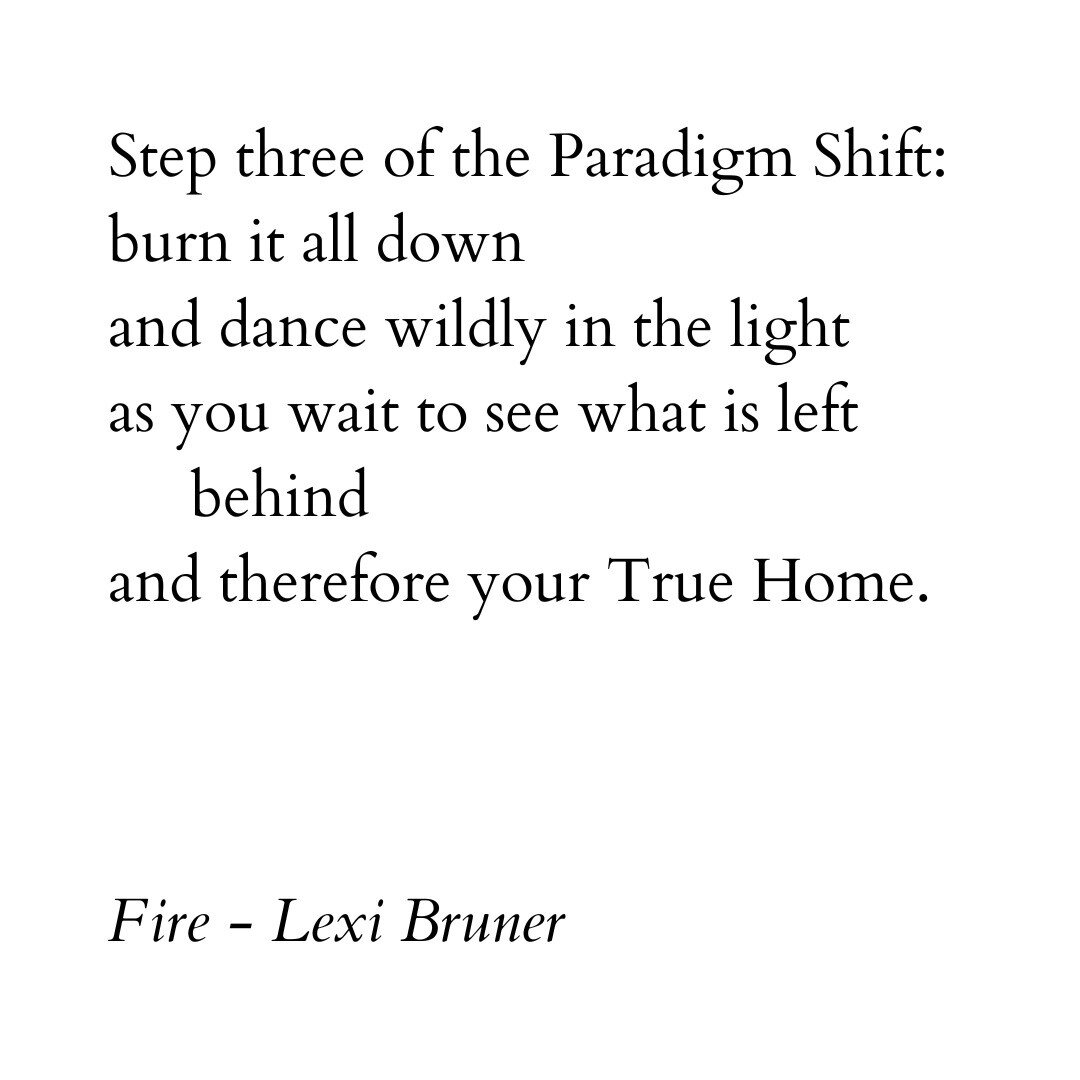 My favorites are constantly shifting, but &quot;Fire&quot; is currently my favorite section of The Year I Was Everything. The opening poem to the section reads:

Step three of the Paradigm Shift:
burn it all down
and dance wildly in the light
as you 