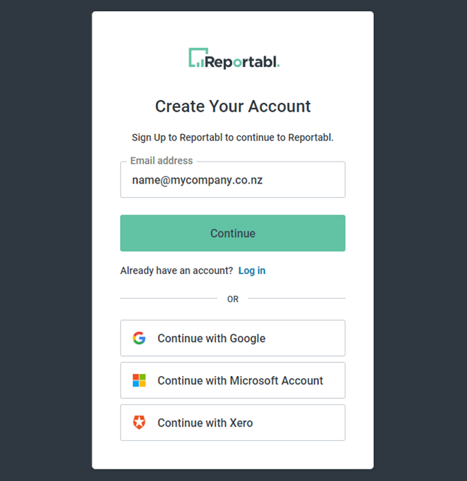 Create your Reportabl account