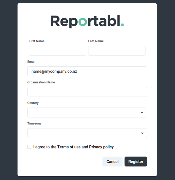Complete your Reportabl registration