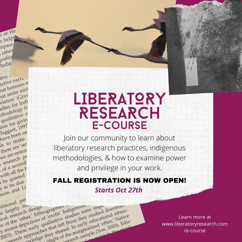 We&rsquo;re back doing good work with the LiberatoryResearch community! The Spring session was so dynamic and healing with speakers like @ablackwomanphd from @ubunturesearch. Our fall session starts in less than two weeks. Click the link in the bio t