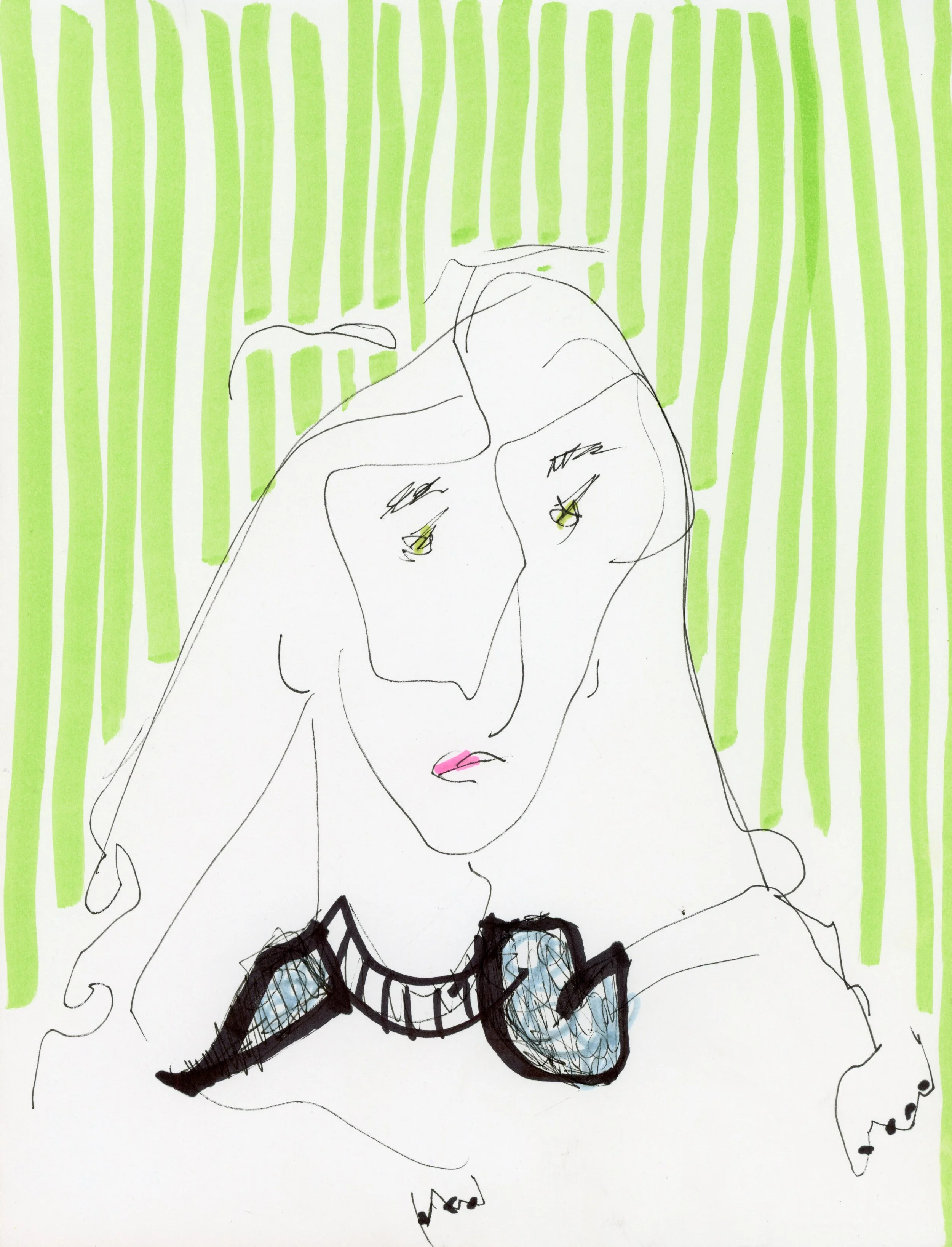 Self-Portrait (Green stripes)