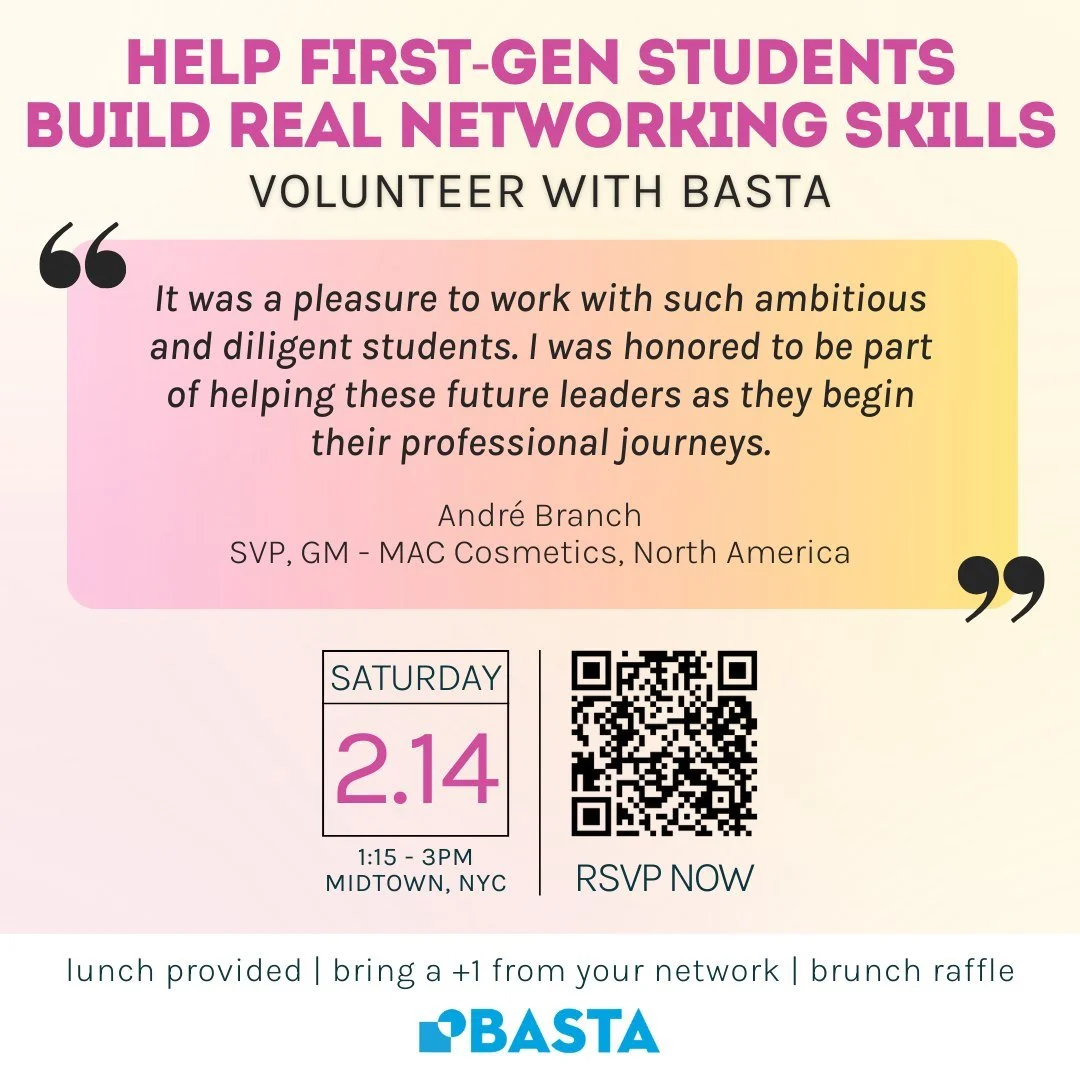 📢 NYC professionals - we&rsquo;d love your support!

Join us for an afternoon of meaningful connection with first-gen students as they prepare to launch their careers. 

You&rsquo;ll take part in 1:1 conversations, help Fellows refine their elevator