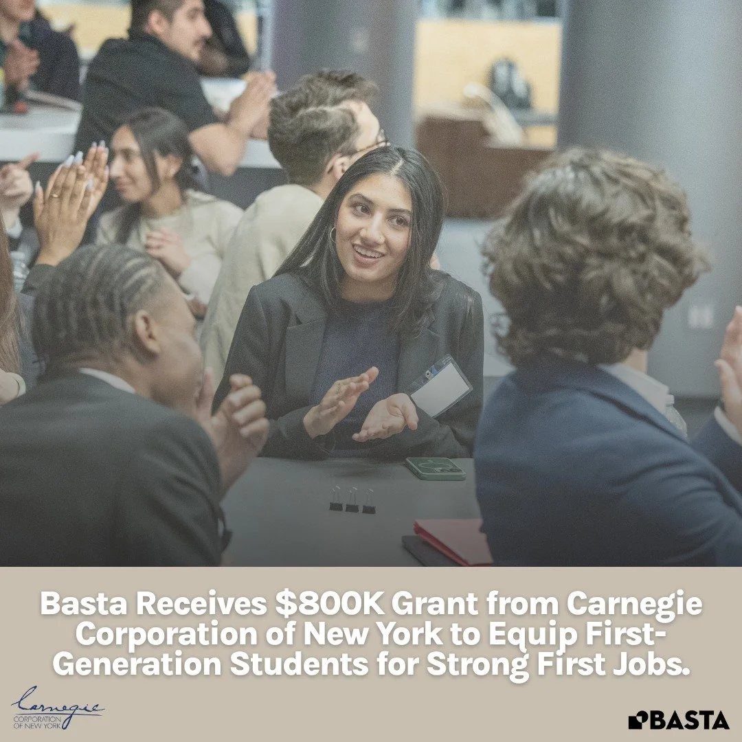 🔈 BASTA is proud to announce an $800,000, 24-month grant from @carnegiecorp to help more first-generation college students secure strong first jobs.

First-generation students do so much right, yet too often face a fragmented, network-driven transit