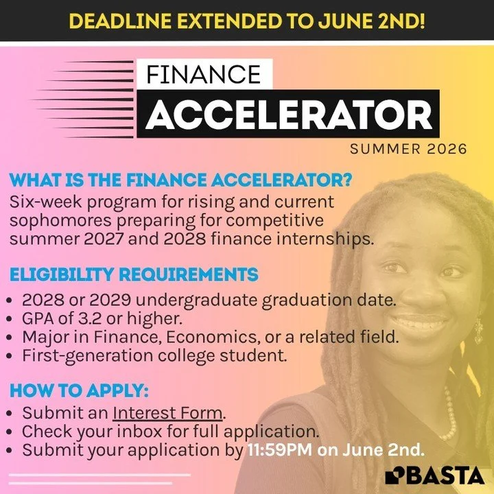 APPLICATION DEADLINE EXTENDED TO JUNE 2nd!

Calling all rising and current sophomores in Charlotte and the surrounding areas!

Breaking into finance takes more than interest. Recruiting timelines start early, interviews require field-specific prepara