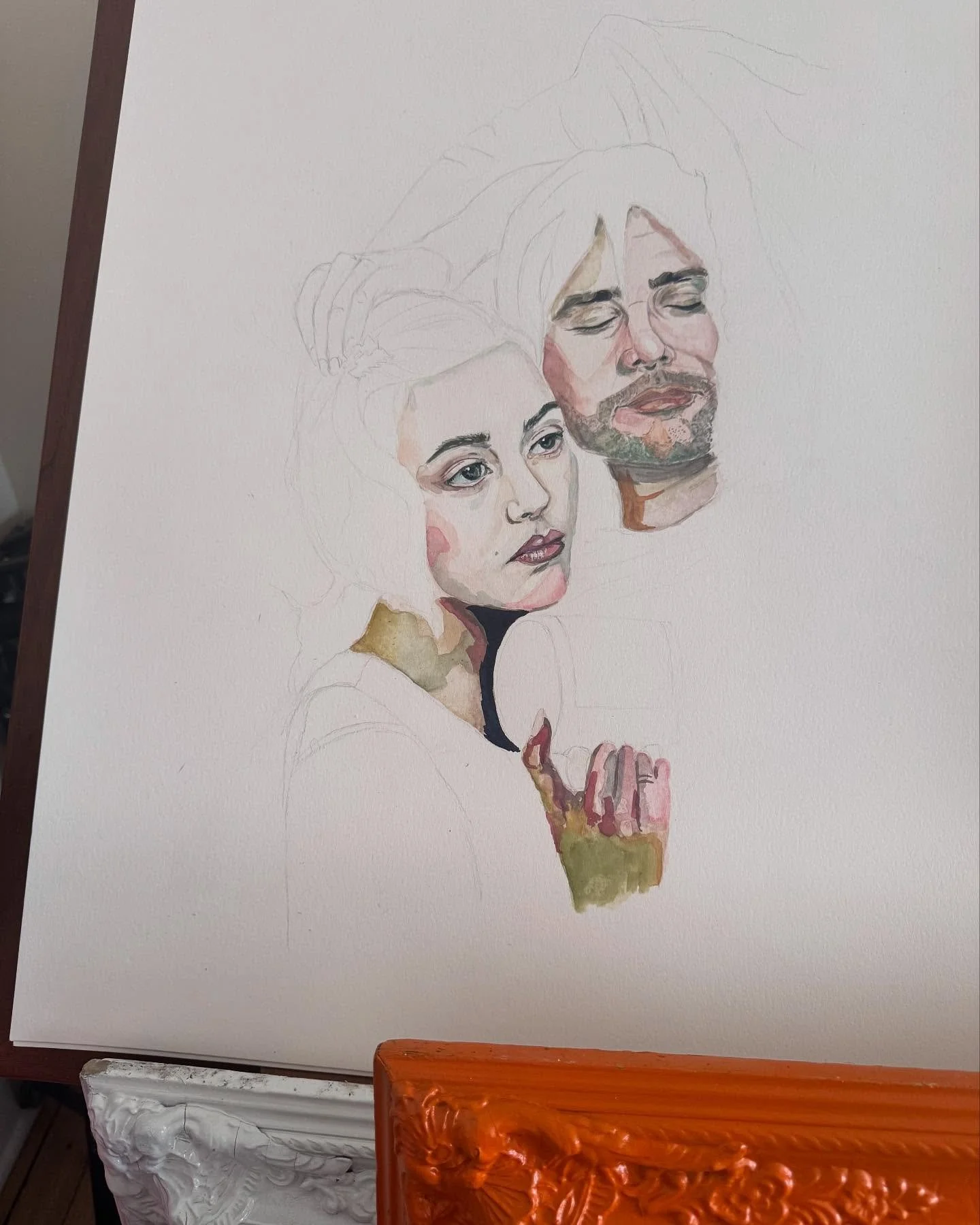 I love painting complicated relationships and longing, and recently rediscovered an old turner classic movie book I stooped years ago containing film noir stills that I&rsquo;m ecstatic to use as reference pictures 🥲

#eternalsunshineofthespotlessmi