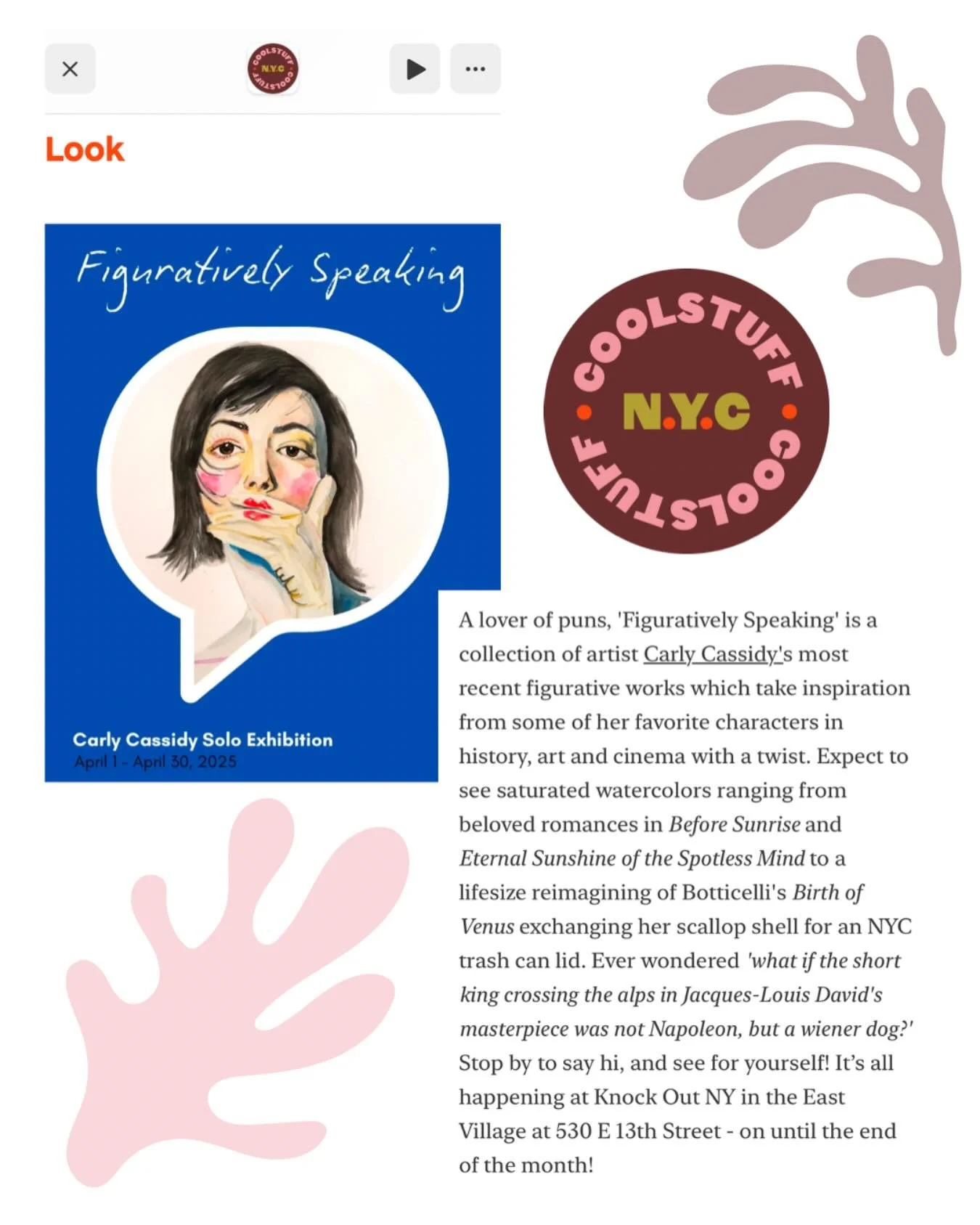 Thank you for featuring my exhibit in your latest newsletter @coolstuff.nyc 🥹

If you don&rsquo;t follow them already, Anna and Garrett put out weekly newsletters which detail great activities and spots to check out in New York! I&rsquo;ve lived her