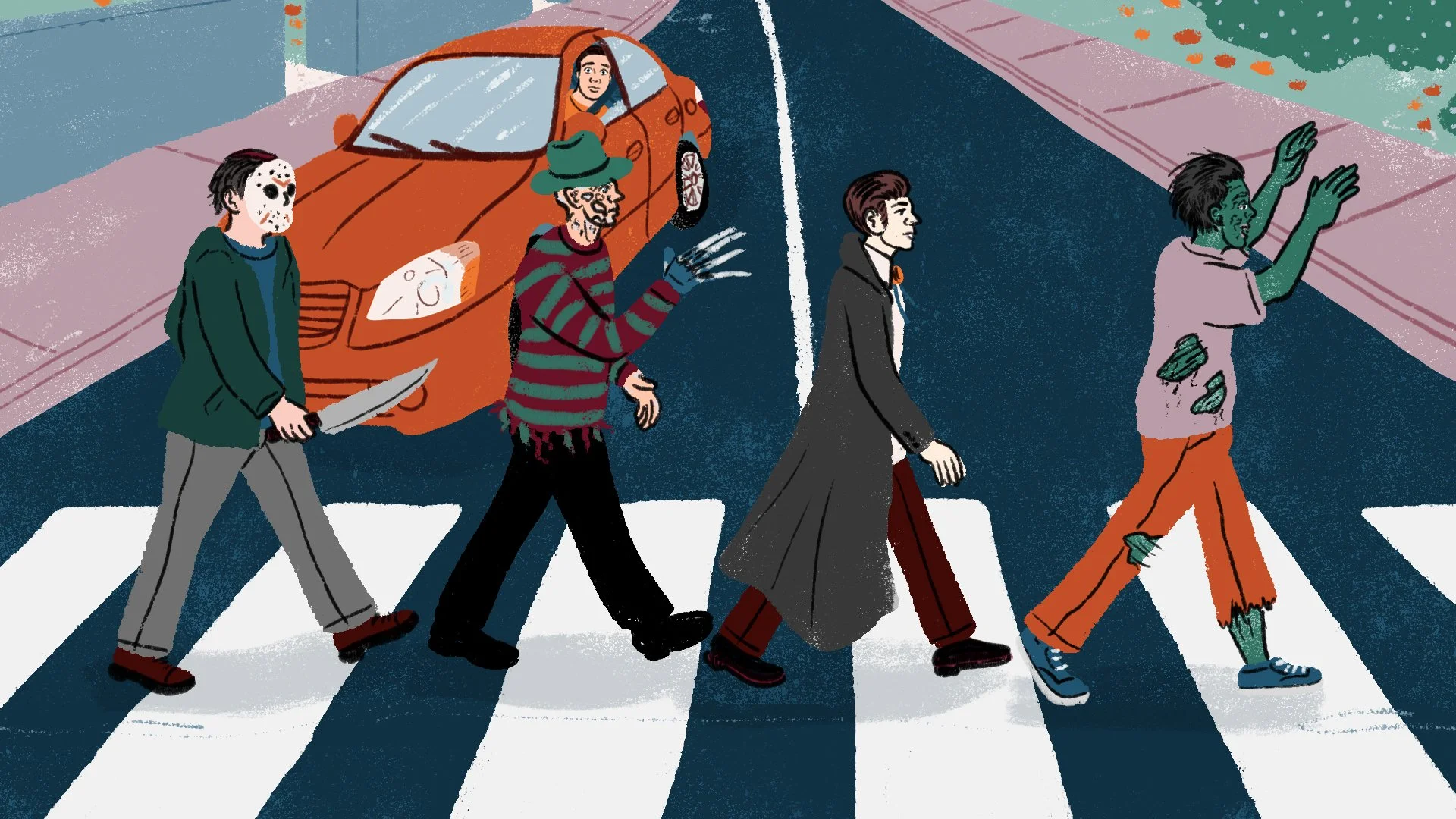 Illustration by Daniel Fishel / Zombies, serial killers, and vampires—is any of this covered by my car insurance?