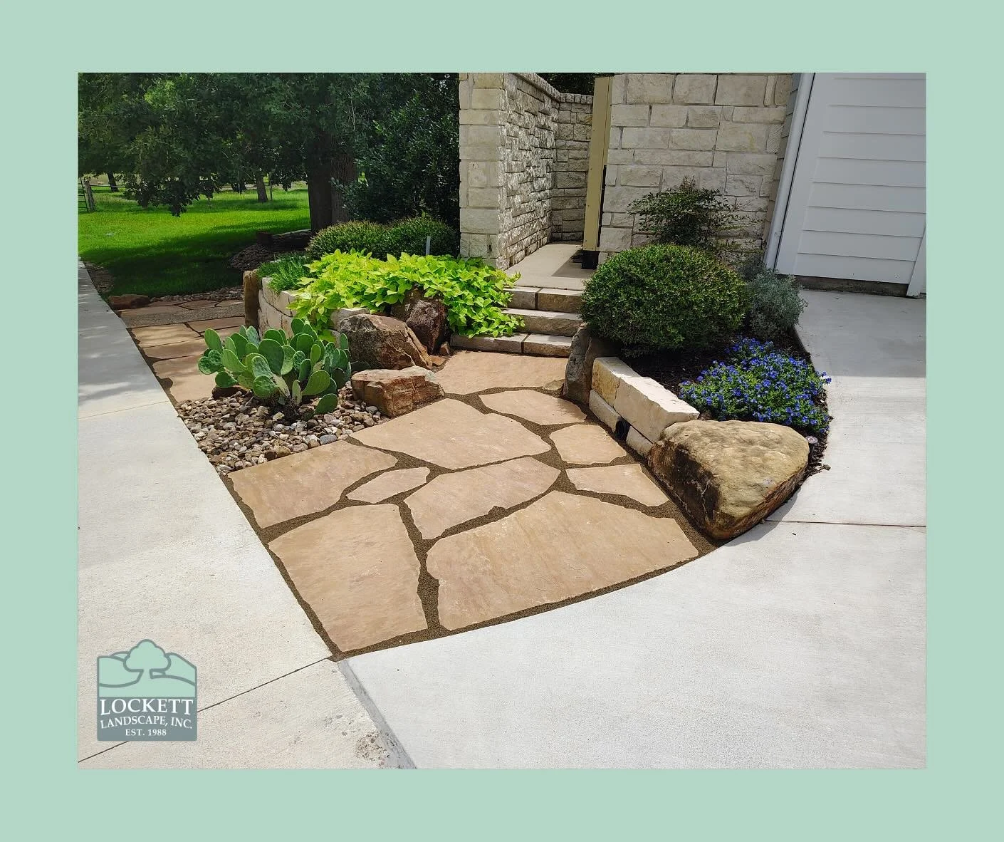 Another job finished 👍 There is something very satisfying about a newly completed flagstone walkway! #smallbusiness #flagstone #landscaping #satisfying