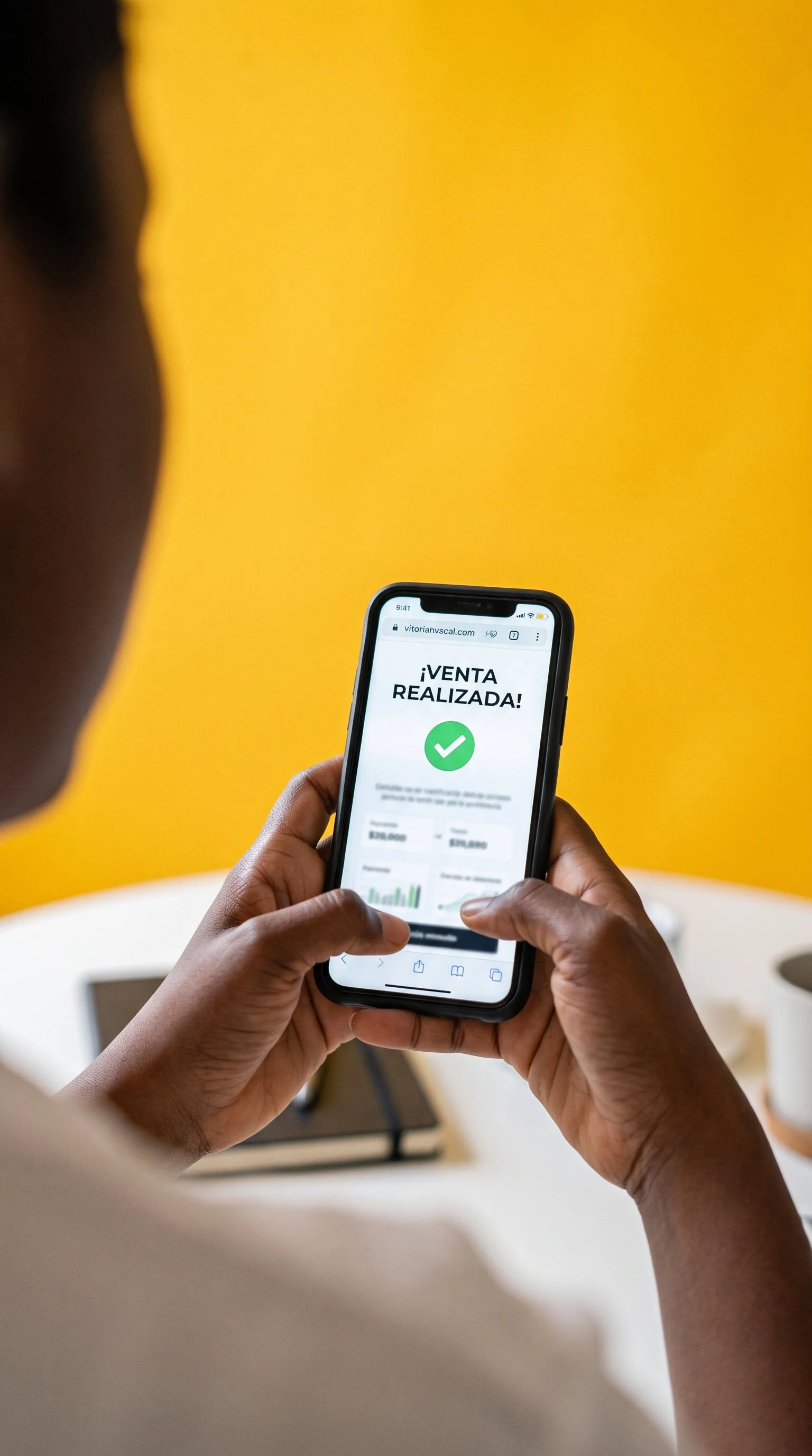 Móvil con notificación de venta realizada gracias a una campaña de video ads en Meta, paquete Lidera tu Mercado