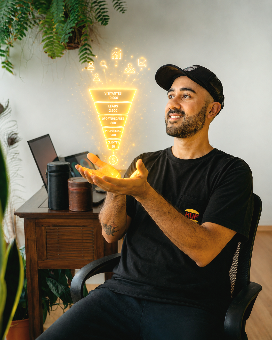 Yussef presentando un embudo de ventas basado en producciones VSL.