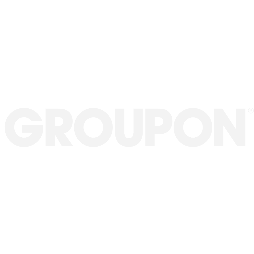 Logotipo de Groupon en blanco sobre fondo negro