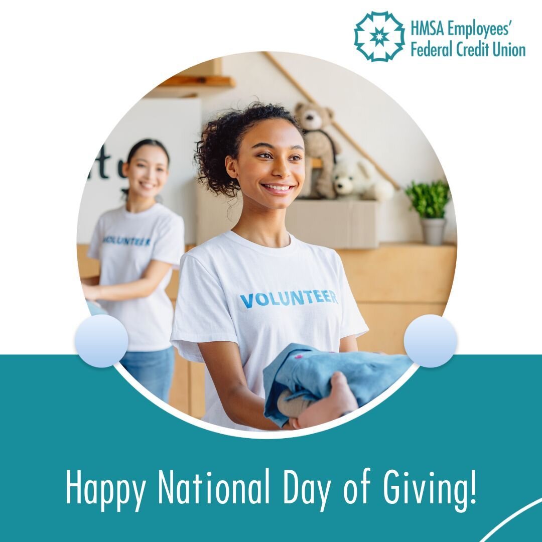 Today is National Day of Giving! 👐 Find a charity you love and make a donation, volunteer, or even bring a friend their favorite treat. Spread some love through giving today! 

#HMSAEFCU #PearlCity #Waikiki #Honolulu #HawaiiLife #CreditUnionDifferen