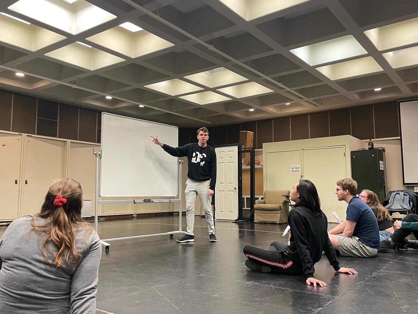 Members of the Glee Club workshopping its 2023 Spring Show, an original jukebox musical.