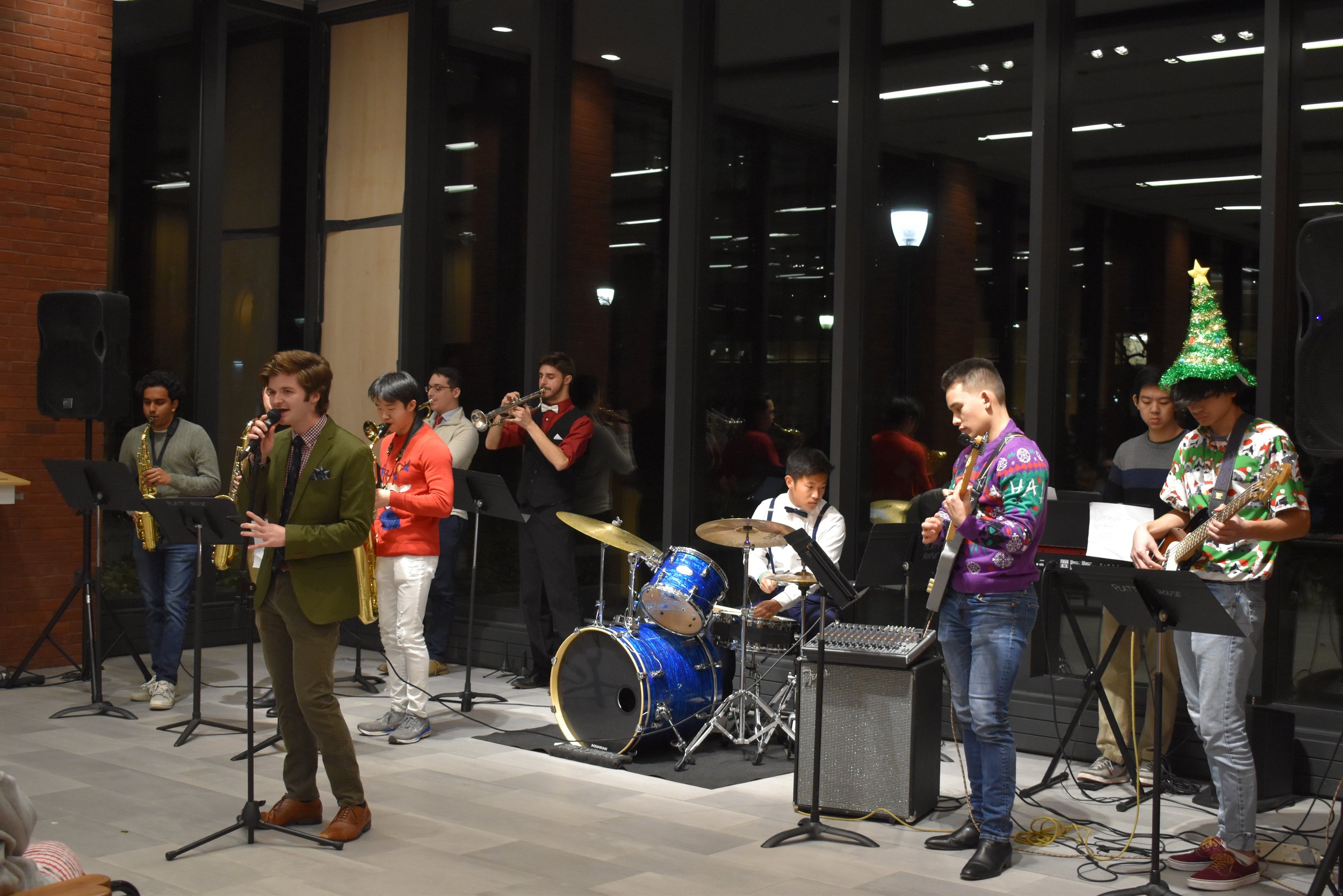 The Penn Glee Club Band performing at its annual Christmas Classic charity concert, organized in collaboration with the Penn Pipers &amp; Penn Sirens.