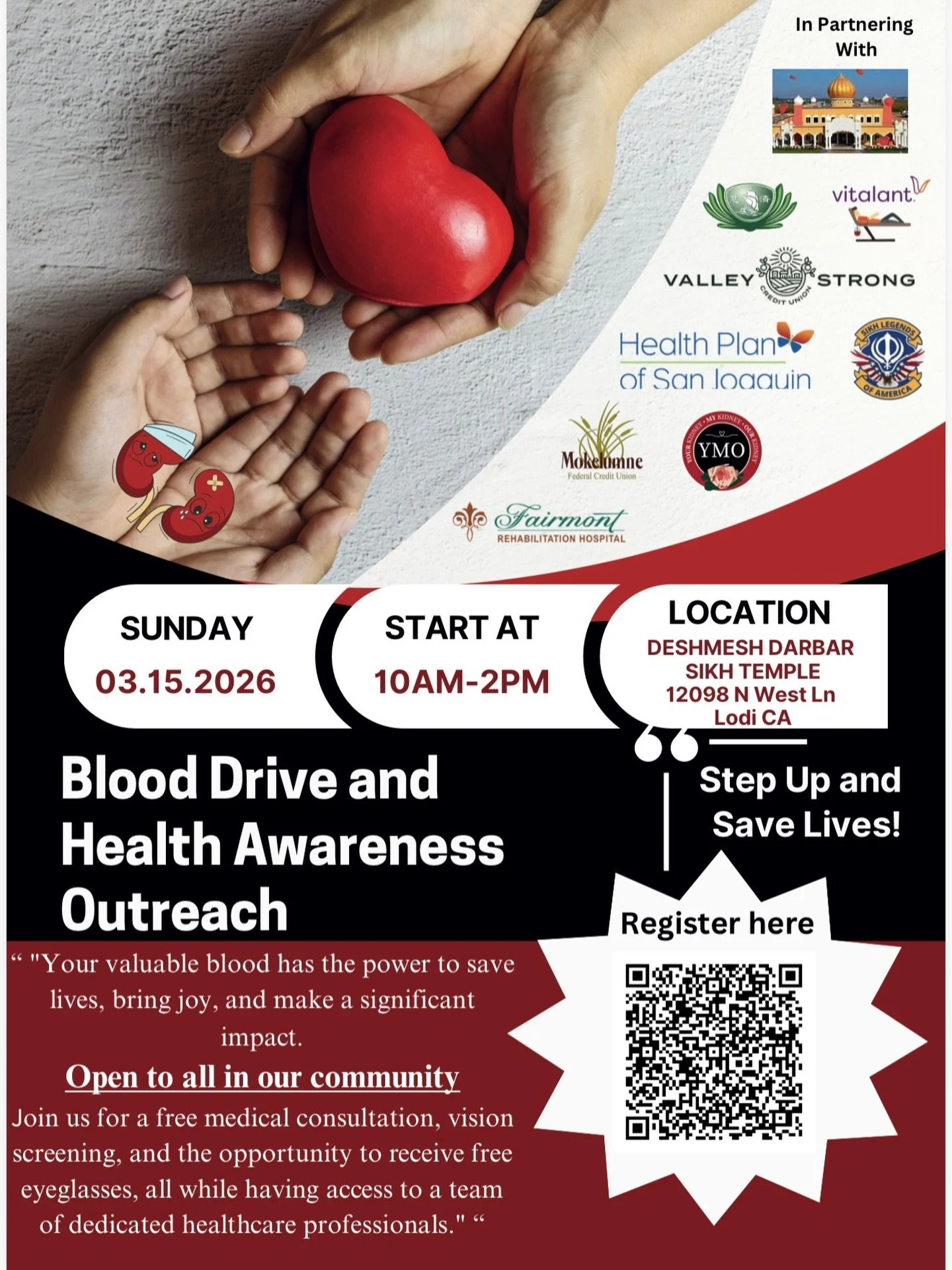 Open to All Community &ndash; Join Us for a Blood Drive &amp; Health Awareness Outreach on March 15, 2026! ❤️🩸

#OpenToAll #CommunityStrong #BloodDrive2026 #SaveLives #sikhlegendsofamerica